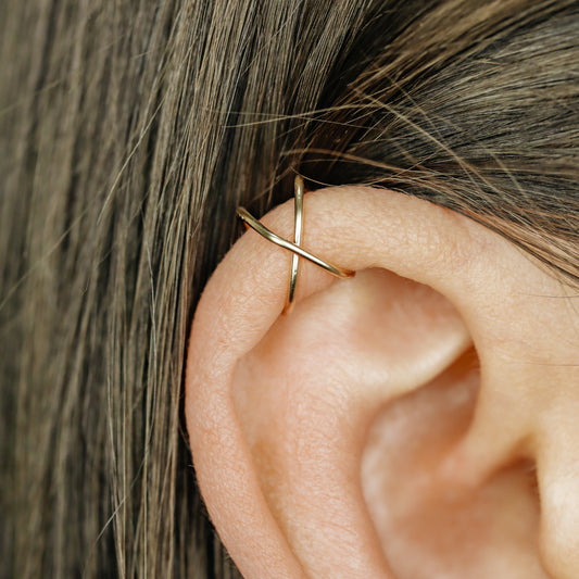 Set of 2 Ear Cuffs or Single On for Upper Ear, No Piercing Needed, Fake Cartilage Earring
