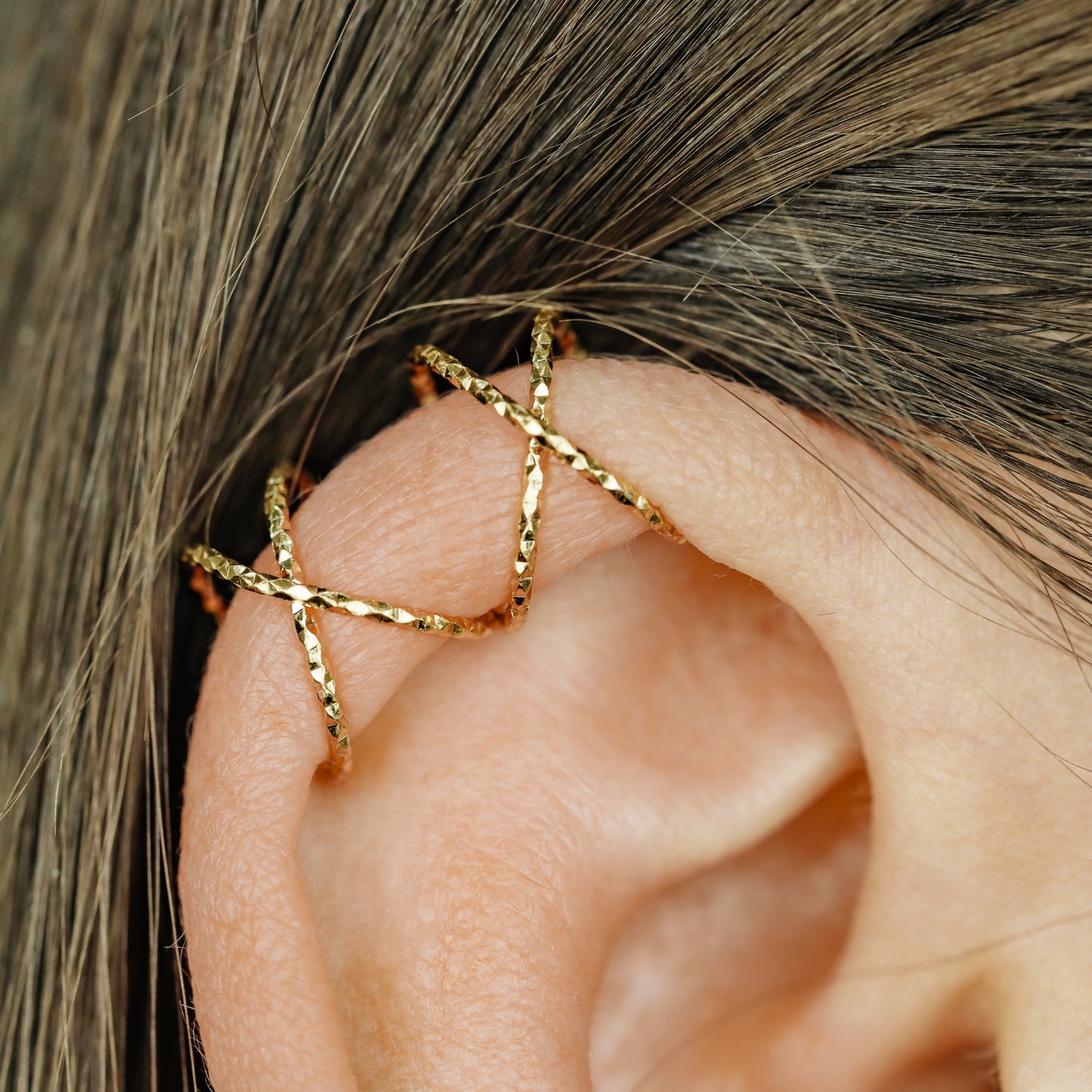 Set of 2 Ear Cuffs or Single On for Upper Ear, No Piercing Needed, Fake Cartilage Earring
