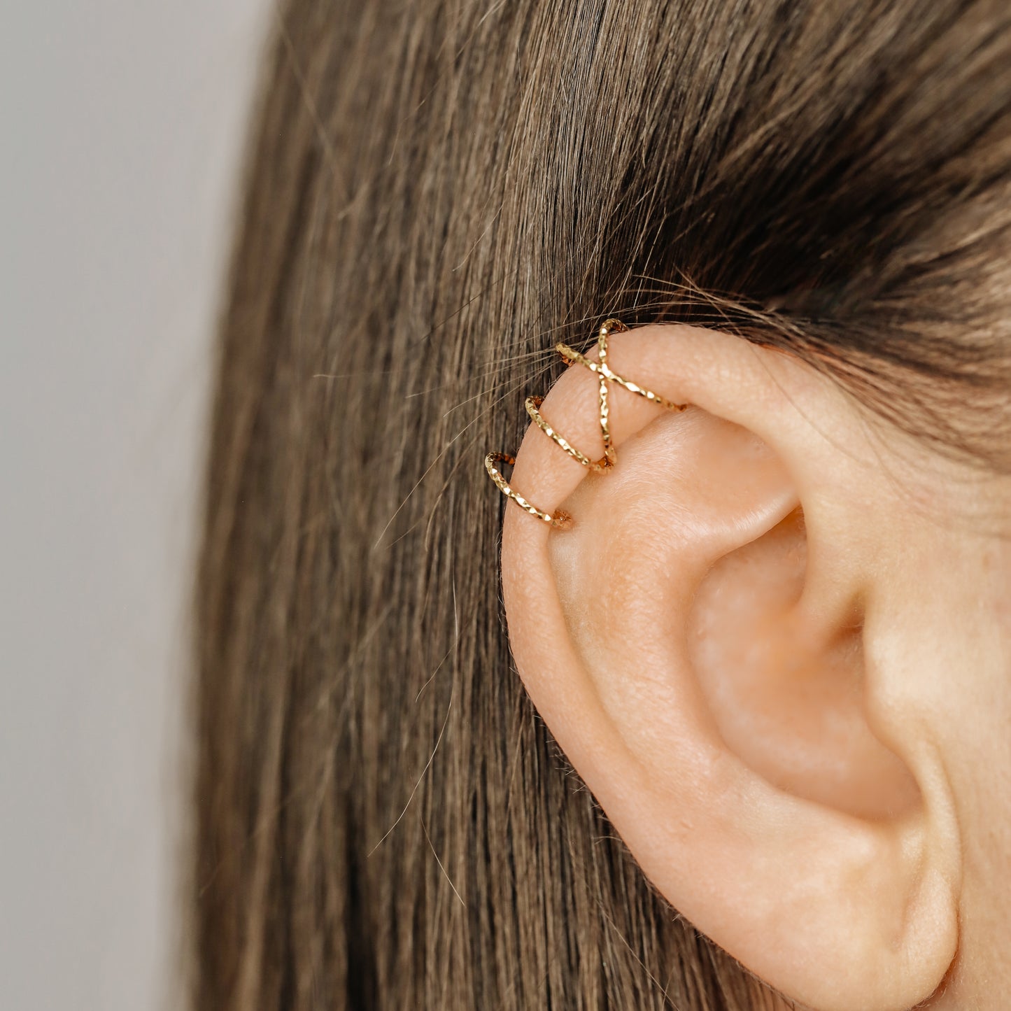 Silver Double Line or Criss Cross Ear Cuff