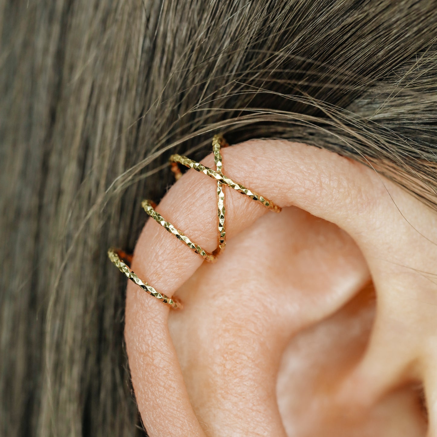 Set of 2 Ear Cuffs or Single On for Upper Ear, No Piercing Needed, Fake Cartilage Earring