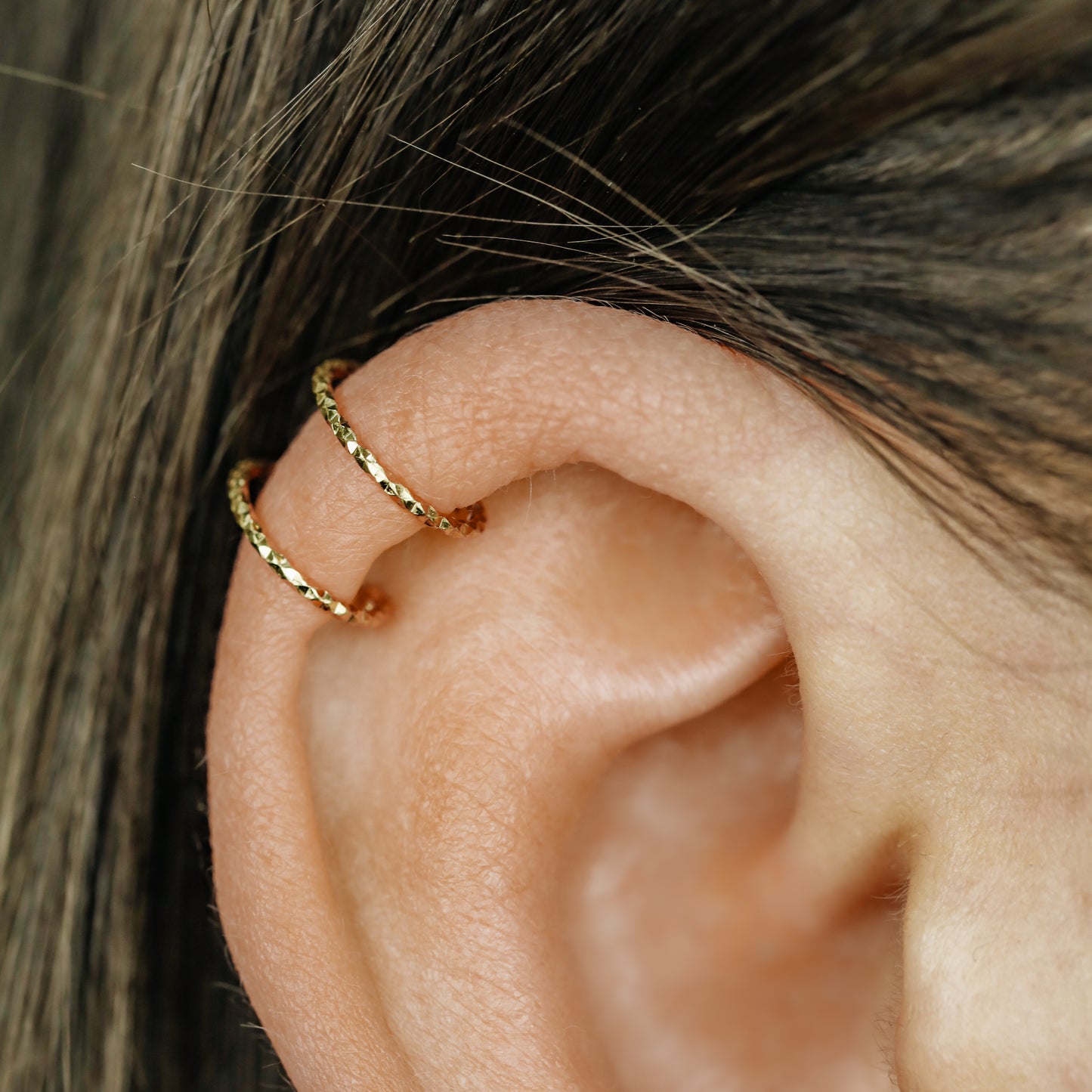 Set of 2 Ear Cuffs or Single On for Upper Ear, No Piercing Needed, Fake Cartilage Earring