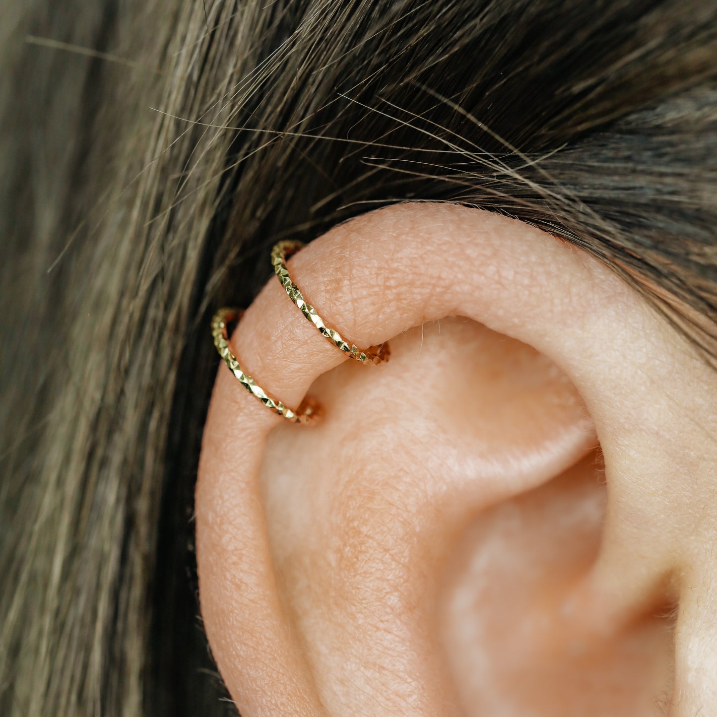 Silver Double Line or Criss Cross Ear Cuff