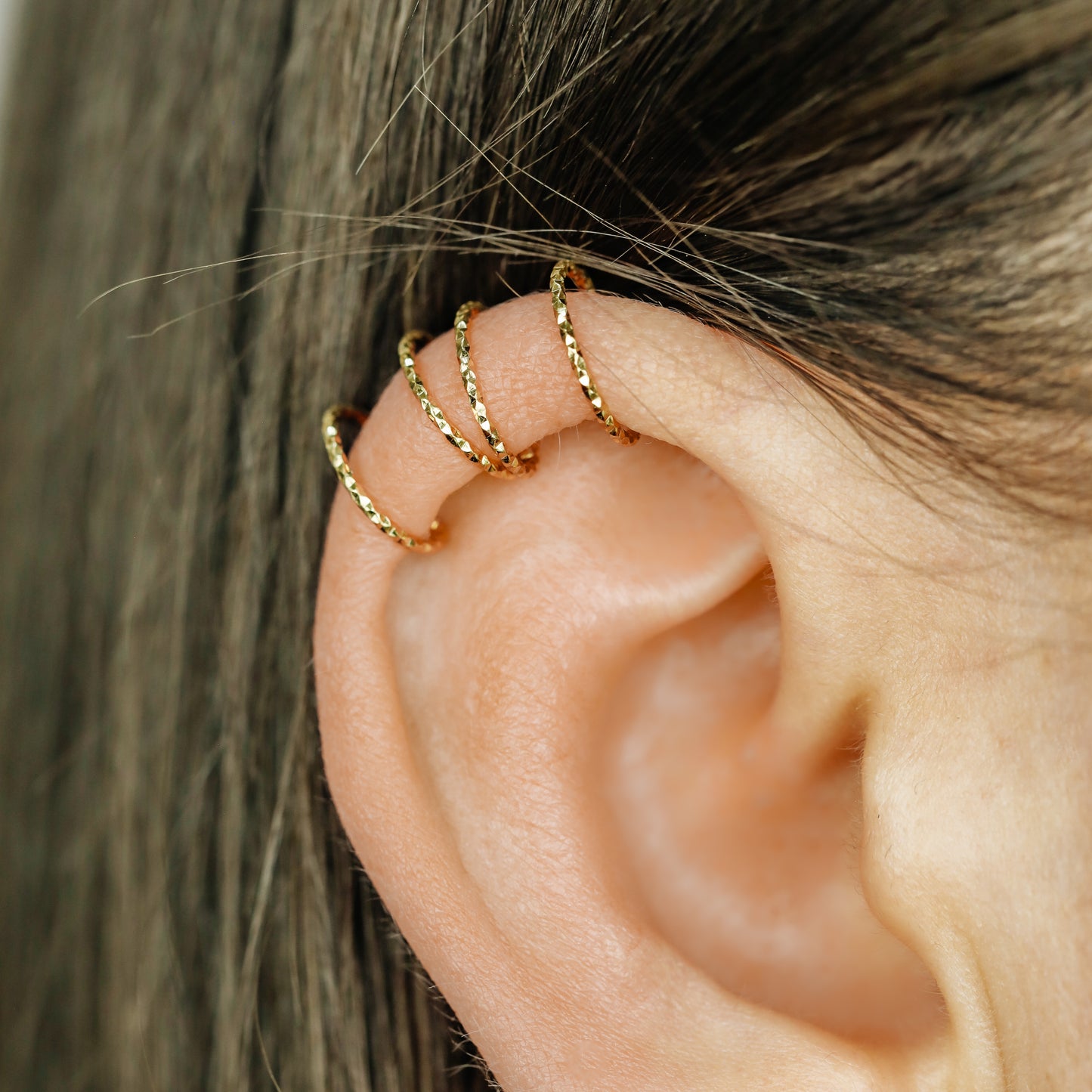 Silver Double Line or Criss Cross Ear Cuff
