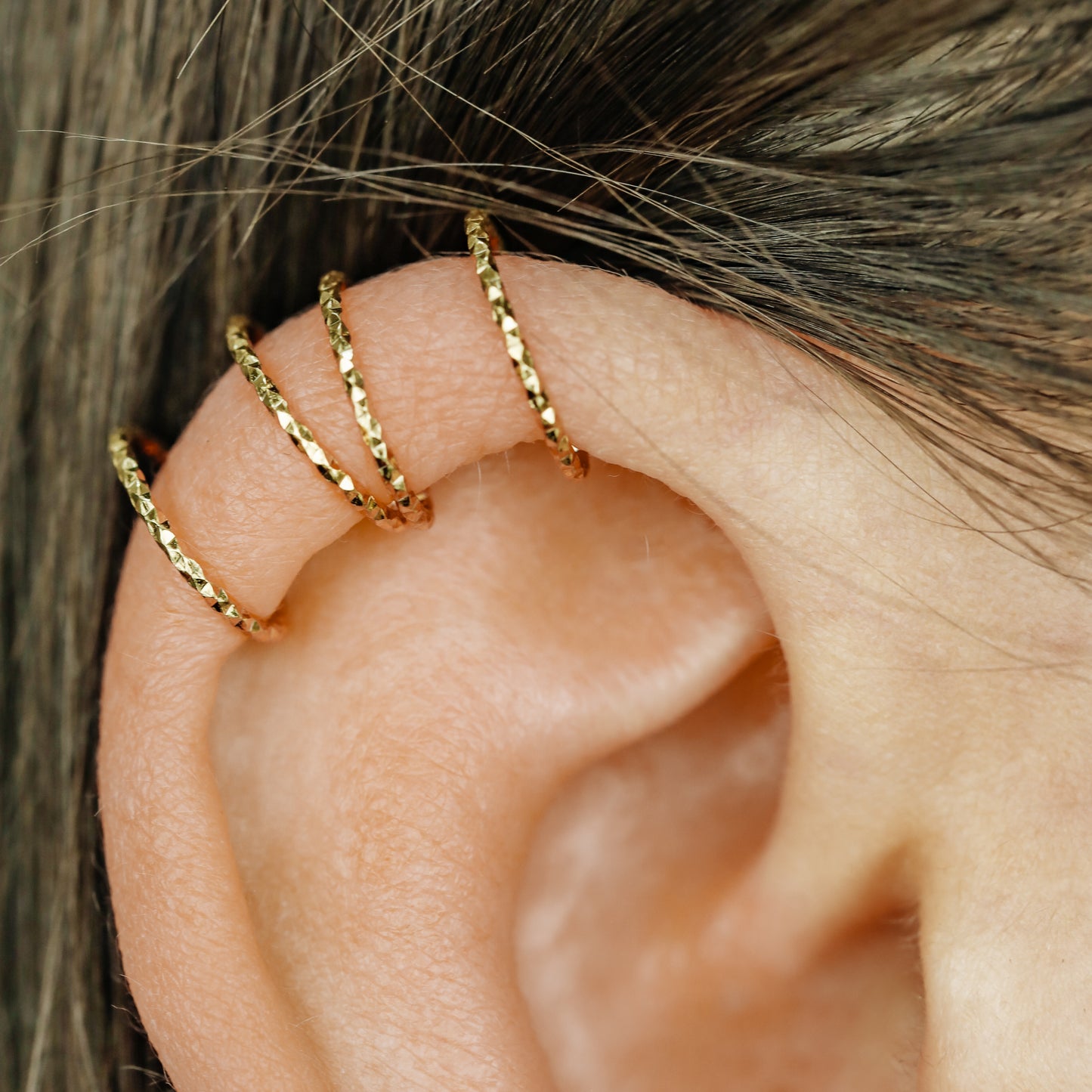 Set of 2 Ear Cuffs or Single On for Upper Ear, No Piercing Needed, Fake Cartilage Earring