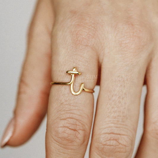 Personalized Initial T Ring • Custom Wire Initial Ring • Personalized Name Ring • Adjustable Ring • Wire Letters • Letter Ring • BYSDMJEWELS