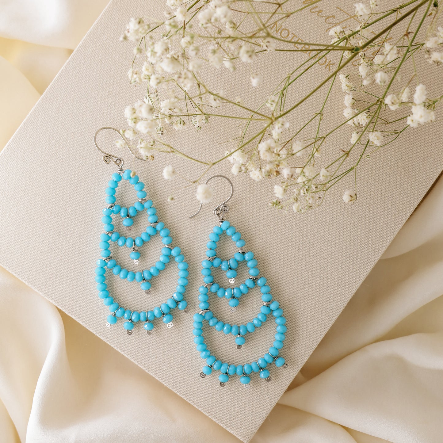 Turquoise Chandelier Earrings, Oversized Dangle Earrings, Large Bohemian Beaded Chandelier Earrings Aesthetic Jewelry Stainless Steel