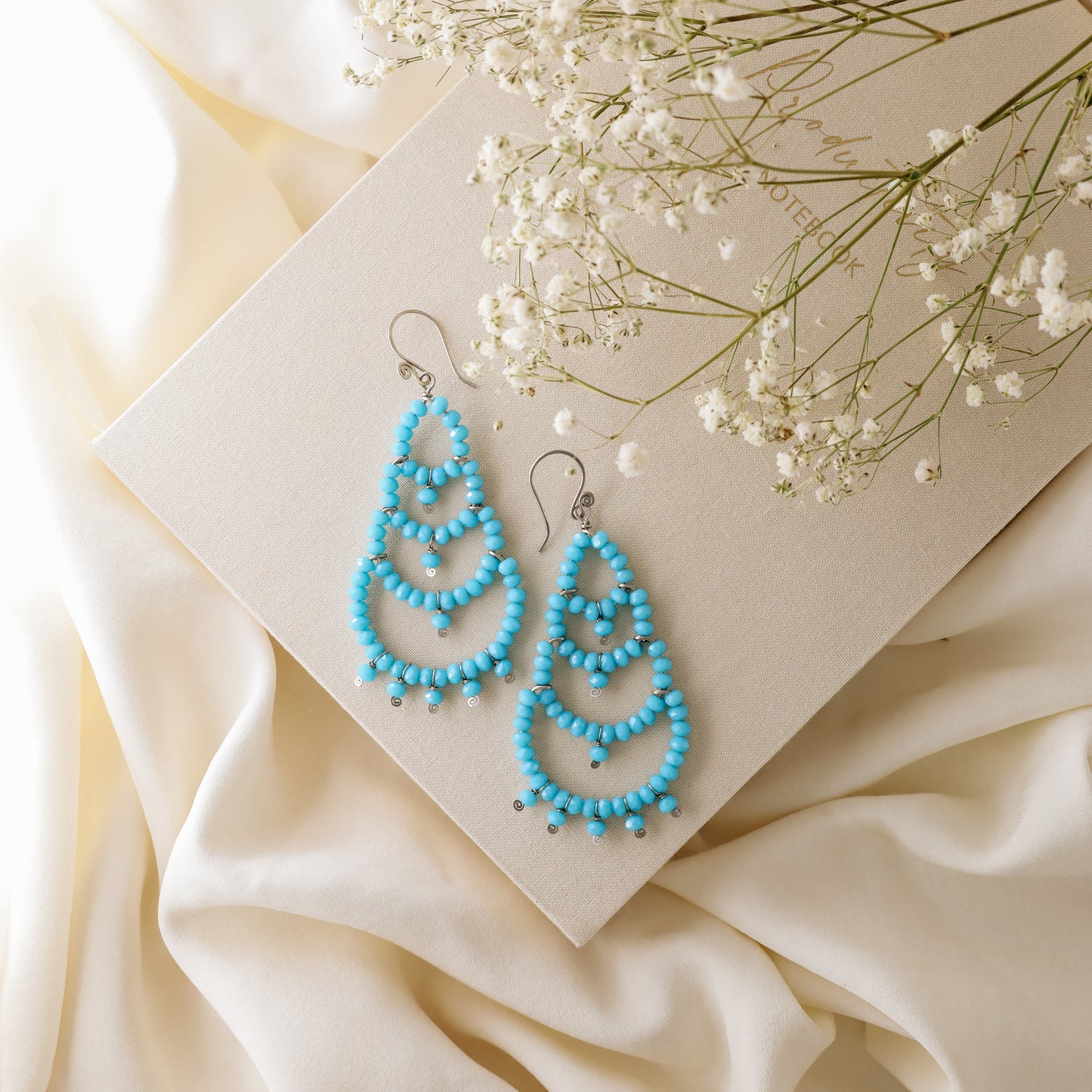 Turquoise Chandelier Earrings, Oversized Dangle Earrings, Large Bohemian Beaded Chandelier Earrings Aesthetic Jewelry Stainless Steel