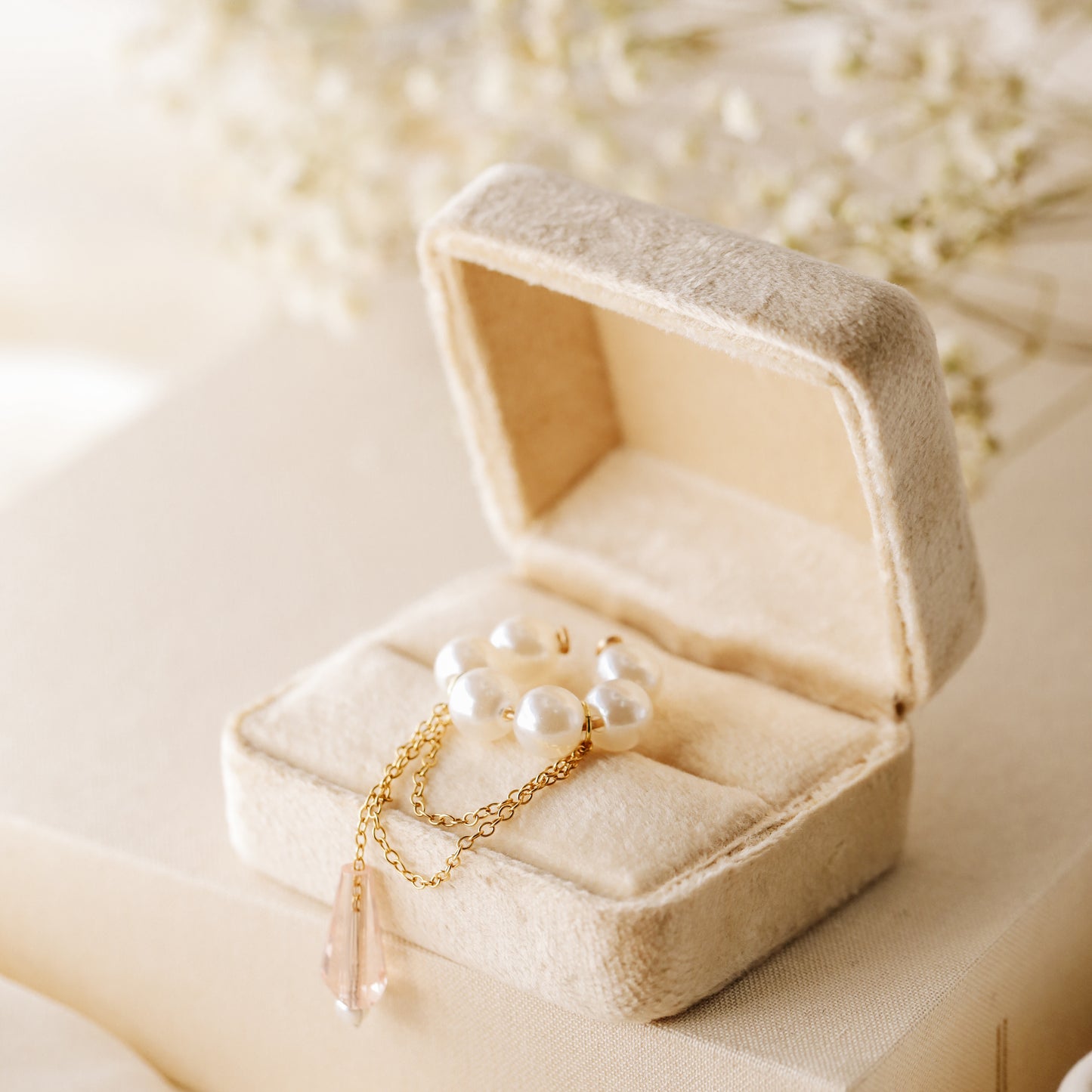 Dainty Pearl Ear Cuffs, Gold Filled Ear Climbers, Crystals and Pearls Tassel Ear Cuff, No Piercing Ear Wrap, Pearl Dangle Ear Cuffs