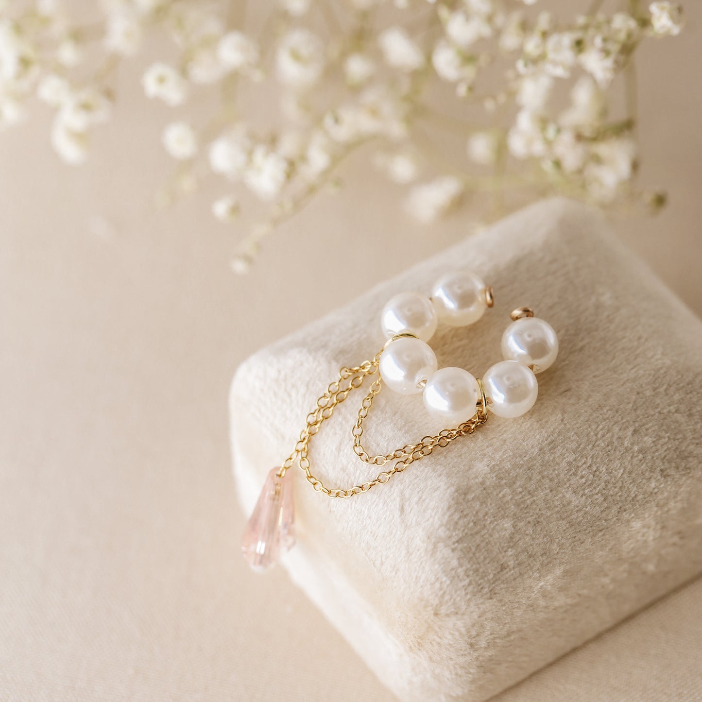 Dainty Pearl Ear Cuffs, Gold Filled Ear Climbers, Crystals and Pearls Tassel Ear Cuff, No Piercing Ear Wrap, Pearl Dangle Ear Cuffs