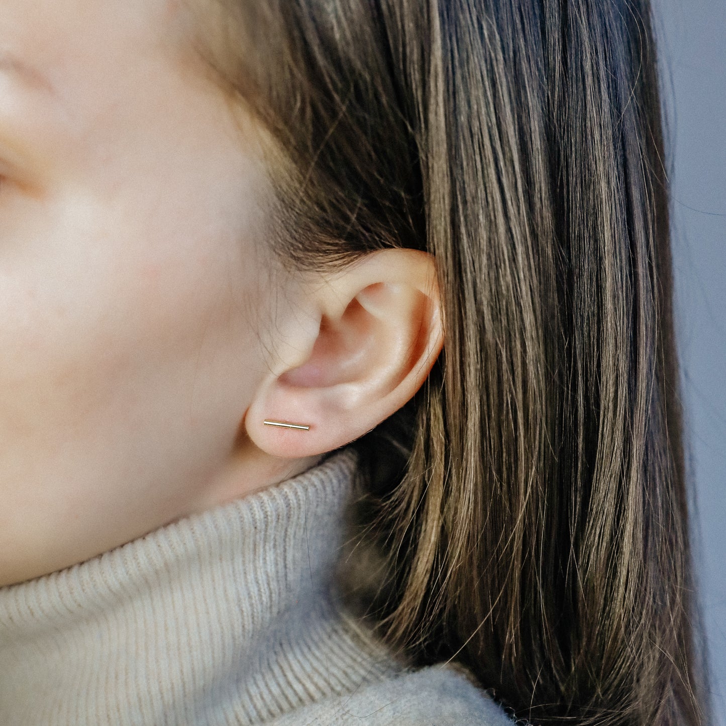 Bar Screw Back Earrings • Stick Piercing Earrings • Gold • Silver