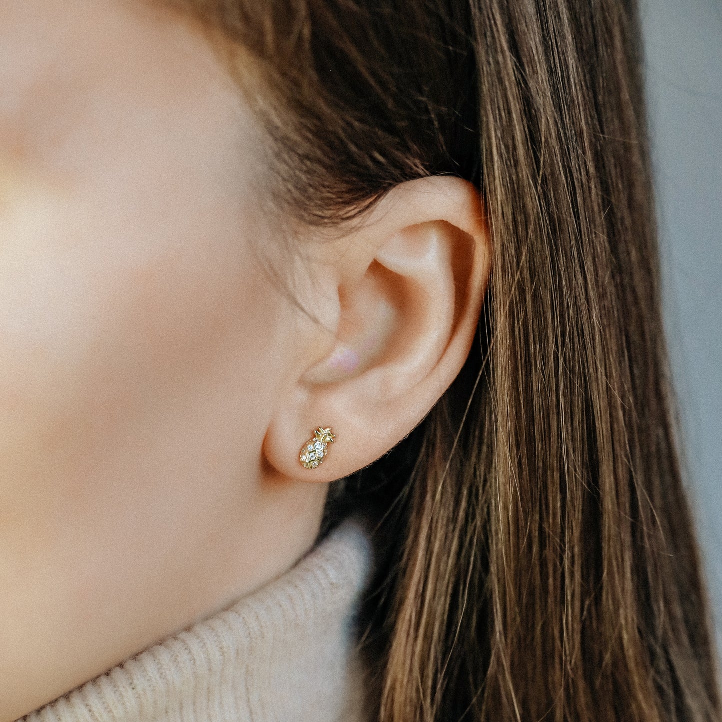 Tiny Pineapple Stud Earrings Gold, Silver • BYSDMJEWELS