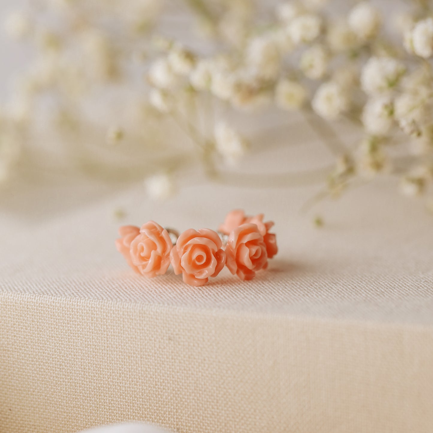 White Resin Rose Flower Ear Cuff in Sterling Silver, Gold or Rose Gold Filled, Simple Piercing Free Earrings, Turquoise Cuff, Pink Ear Cuff