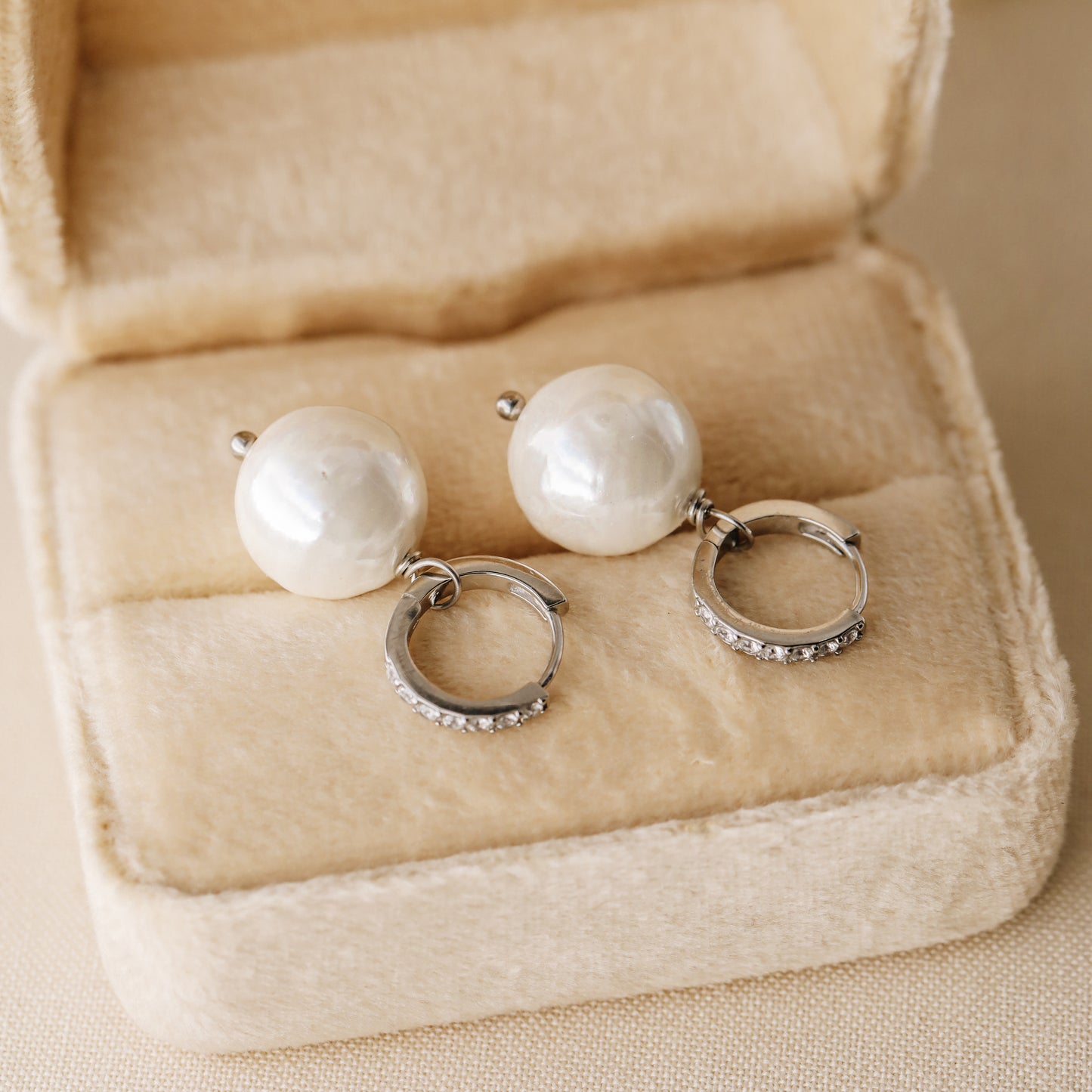 Pearl Earrings, Diamond Pearl Hoop Earrings, Pearl Dangle Earrings, Gold Huggie Earrings, Wedding Earrings, Bridal Earrings