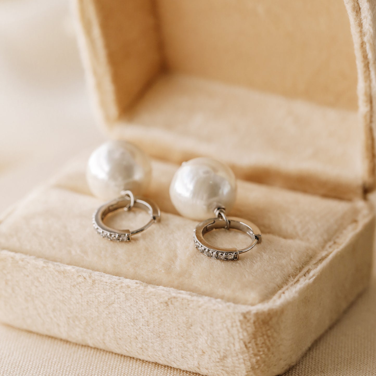 Pearl Earrings, Diamond Pearl Hoop Earrings, Pearl Dangle Earrings, Gold Huggie Earrings, Wedding Earrings, Bridal Earrings