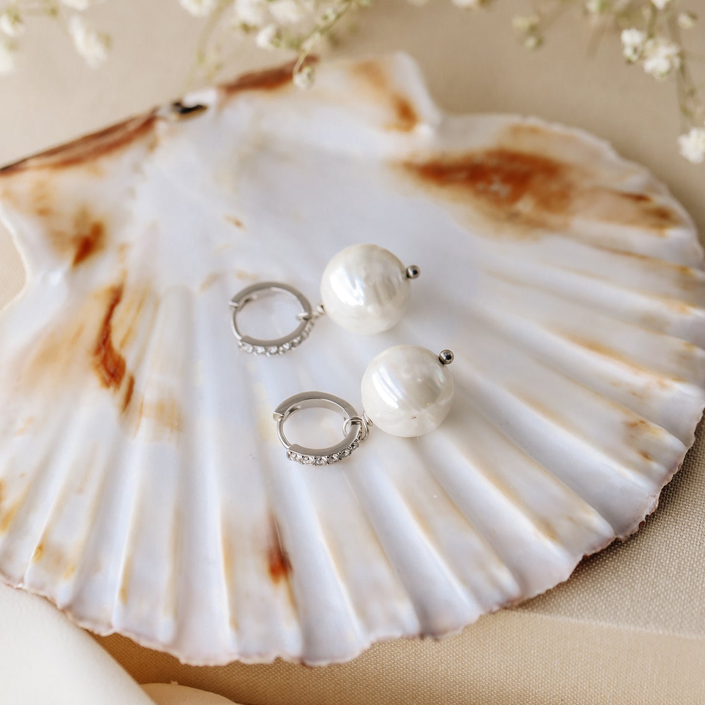 Pearl Earrings, Diamond Pearl Hoop Earrings, Pearl Dangle Earrings, Gold Huggie Earrings, Wedding Earrings, Bridal Earrings