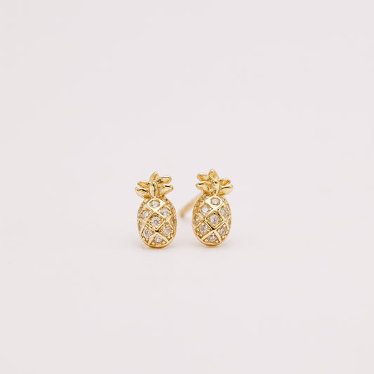 Tiny Pineapple Stud Earrings Gold, Silver • BYSDMJEWELS