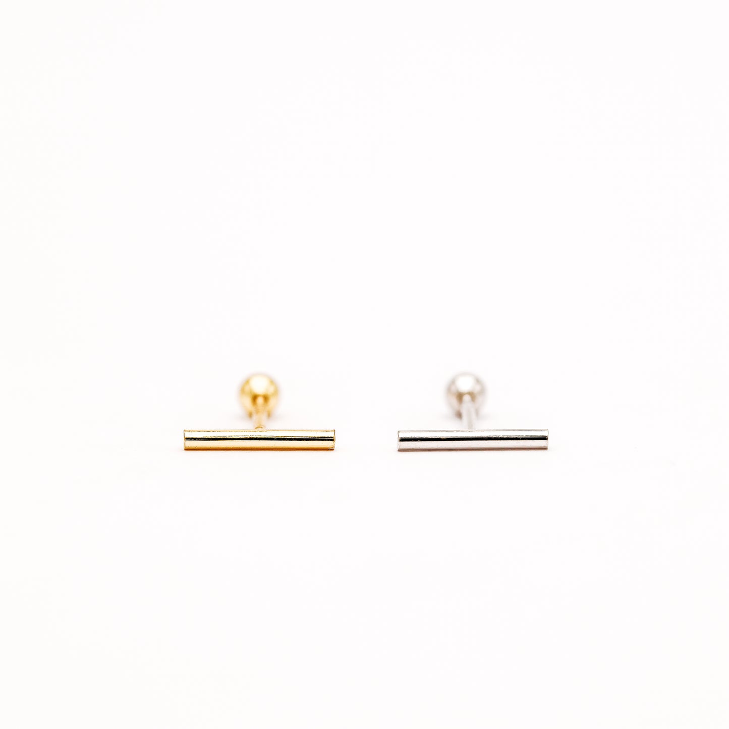 Bar Screw Back Earrings • Stick Piercing Earrings • Gold • Silver