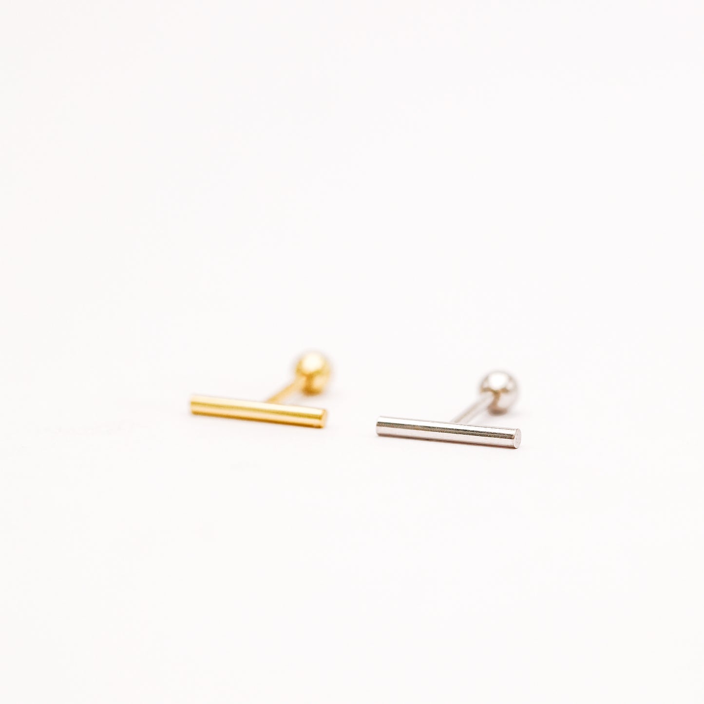 Bar Screw Back Earrings • Stick Piercing Earrings • Gold • Silver