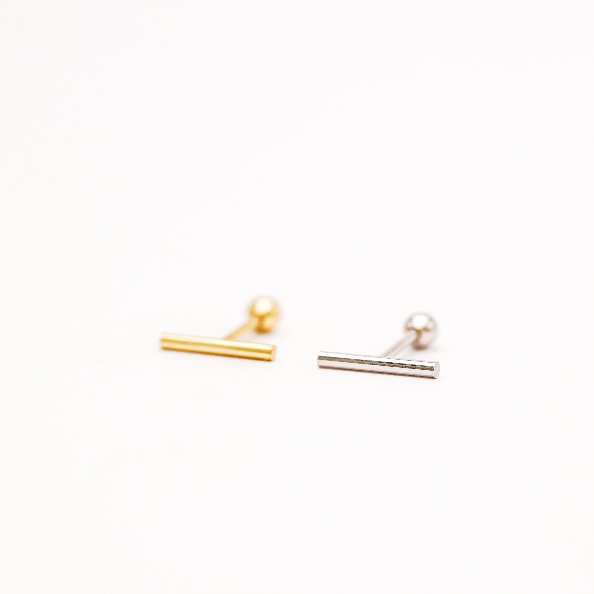 Bar Screw Back Earrings • Stick Piercing Earrings • Gold • Silver