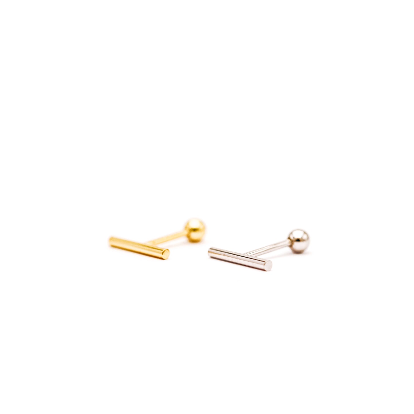 Bar Screw Back Earrings • Stick Piercing Earrings • Gold • Silver