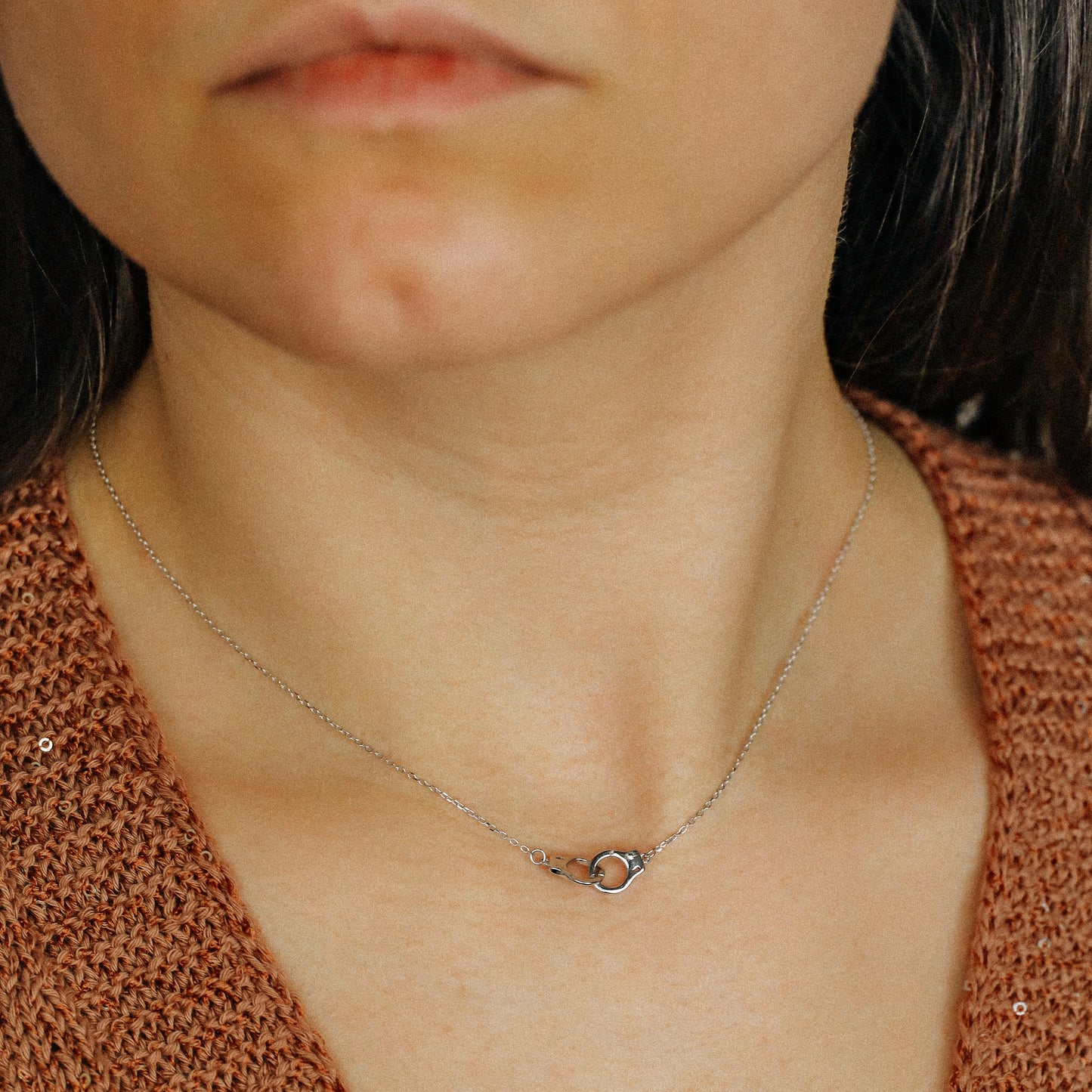 Freedom Handcuff Necklace • Dainty Eternity Necklace • Sterling Silver • BYSDMJEWELS
