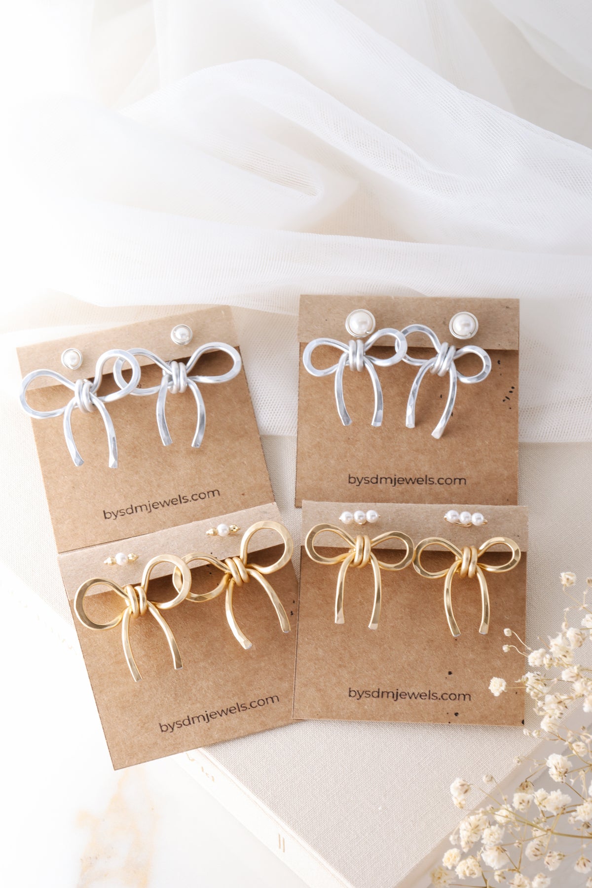 Bow Earring Jackets - BySDM Jewels - Handmade Jewelry - Unique - Mix & Match - lightweight - statement
