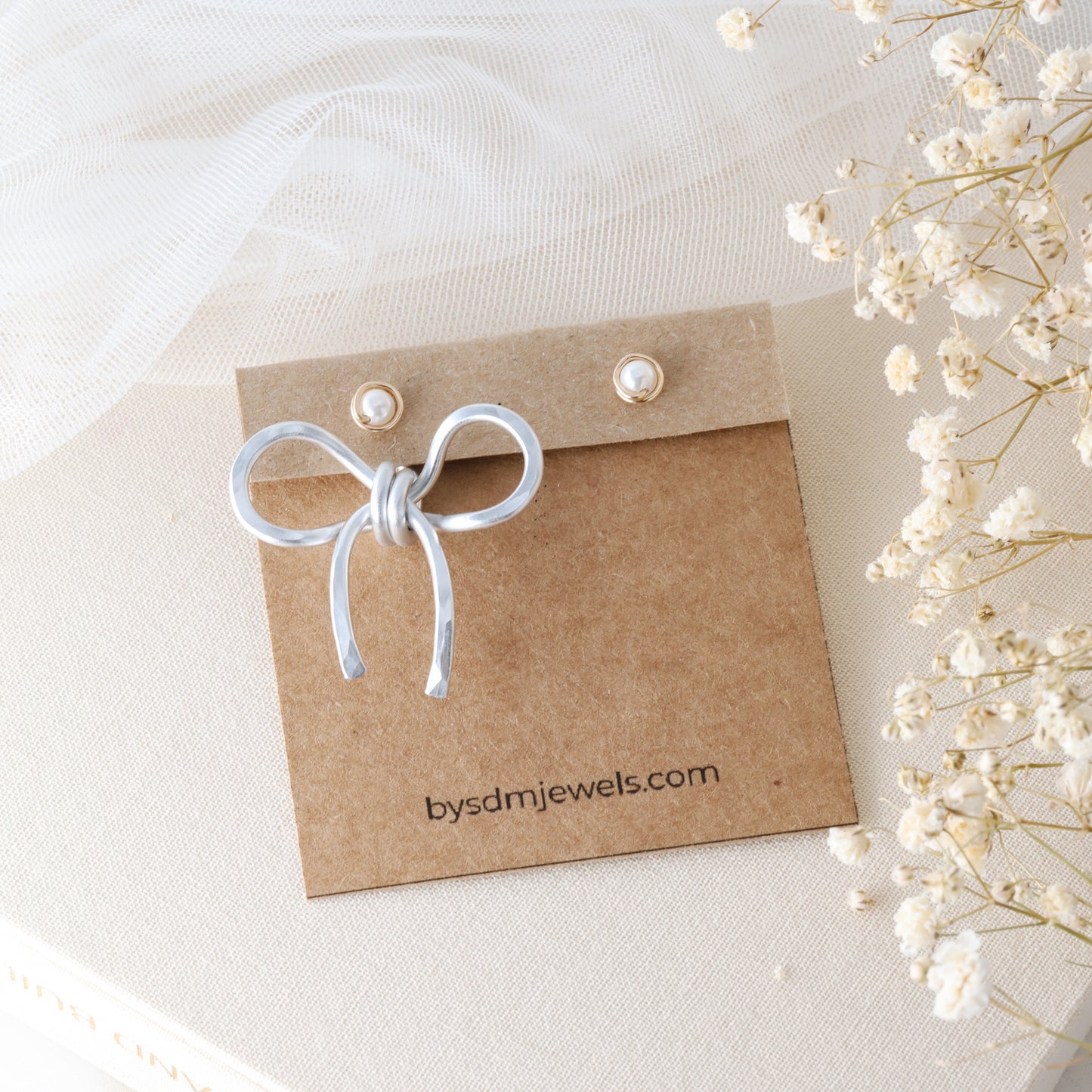 Bow Earring Jackets – Sterling Silver Studs, Lightweight Statement Jewelry