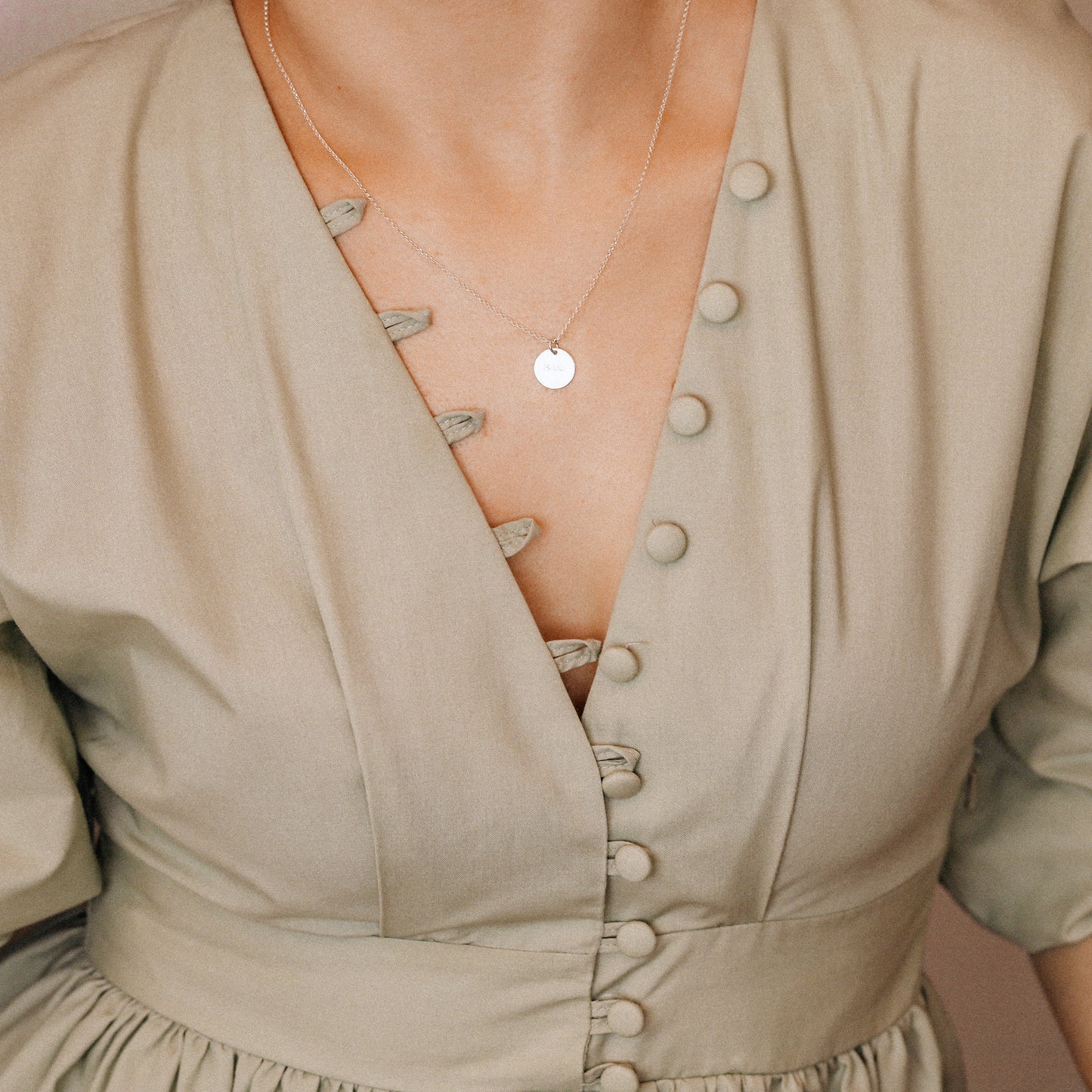 Personalized Sterling Silver Disc Necklace: Engraved Name Coin