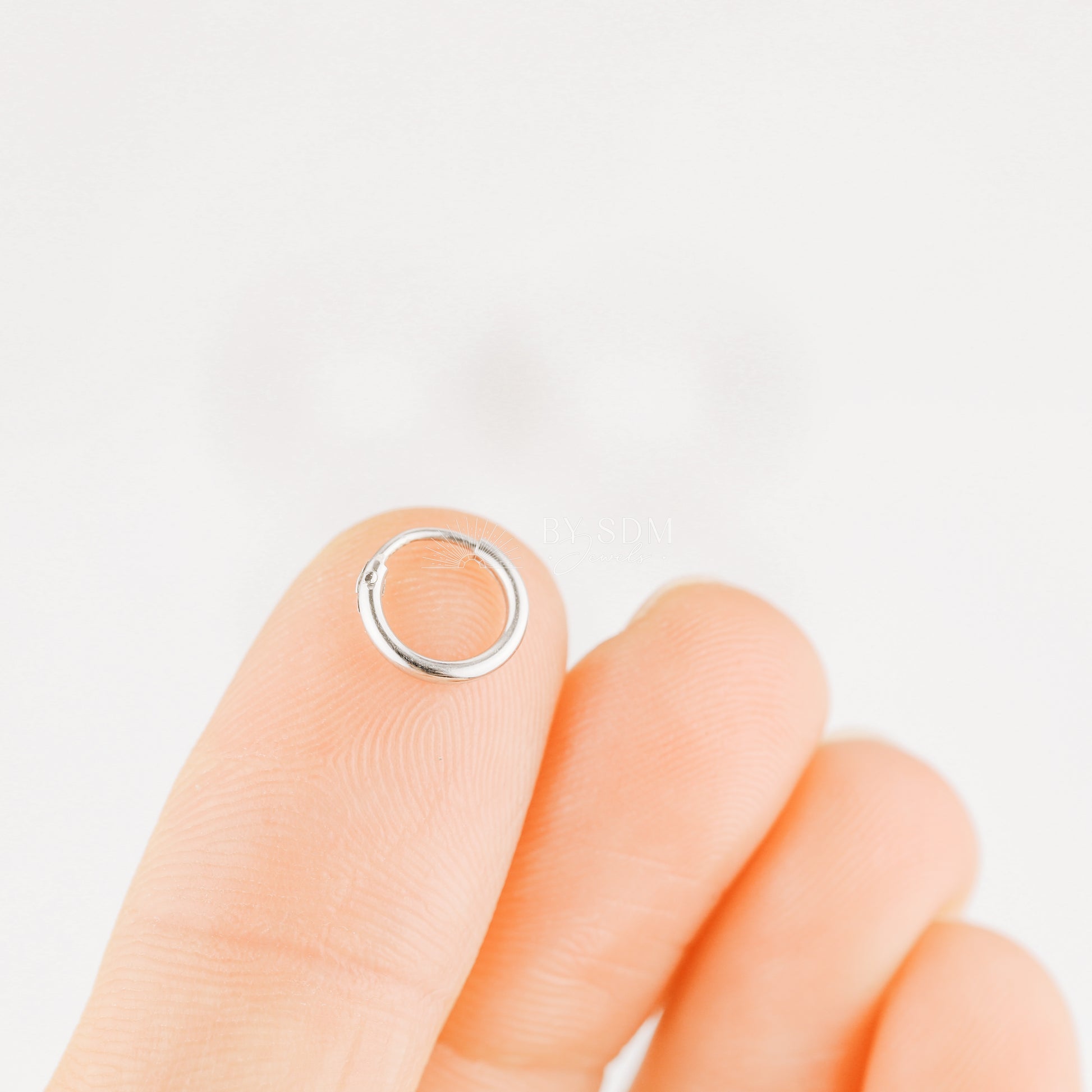 Thin Hoops Rings for Ear Piercings • Hoop With Hinge, 6, 8, 10, 12, 14, 16, 18mm, Silver • BYSDMJEWELS