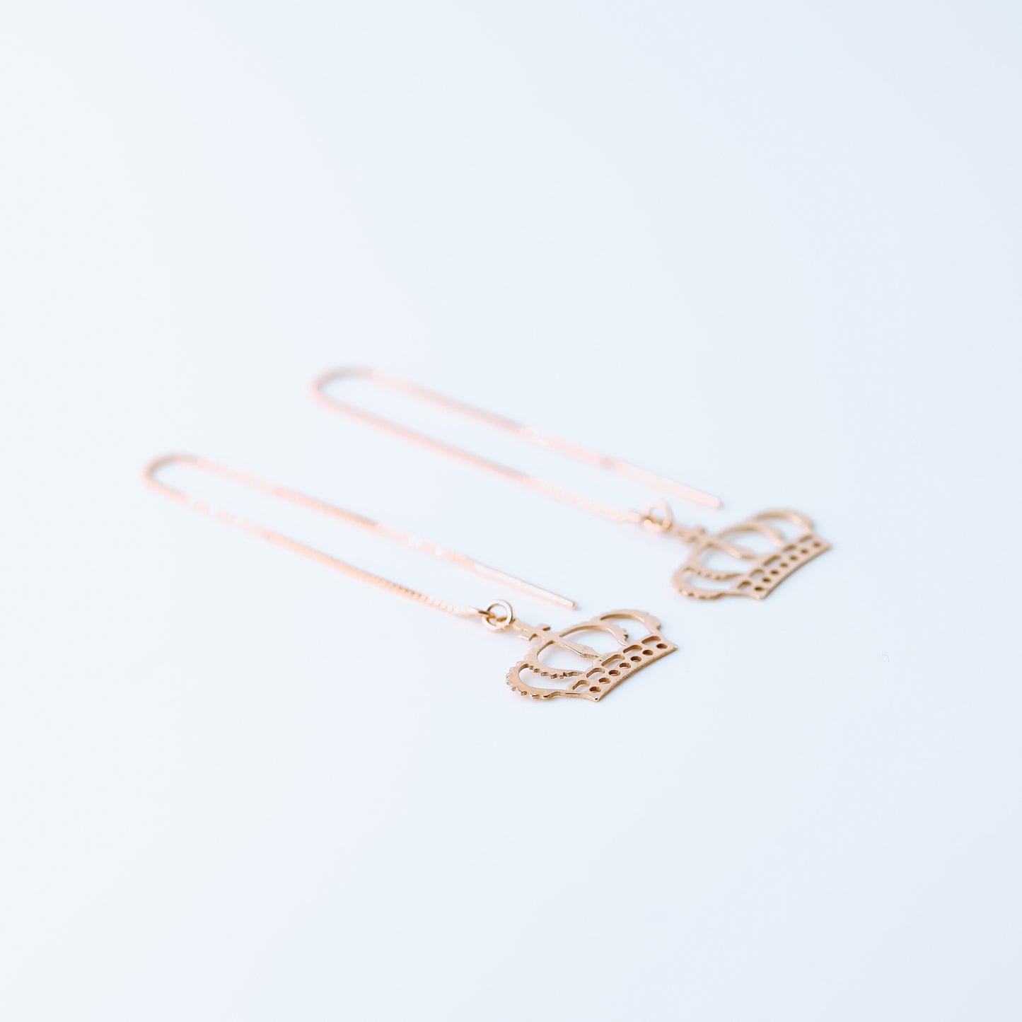 Dainty Crown Threader Earrings, Silver, Gold, Rose Gold • BYSDMJEWELS