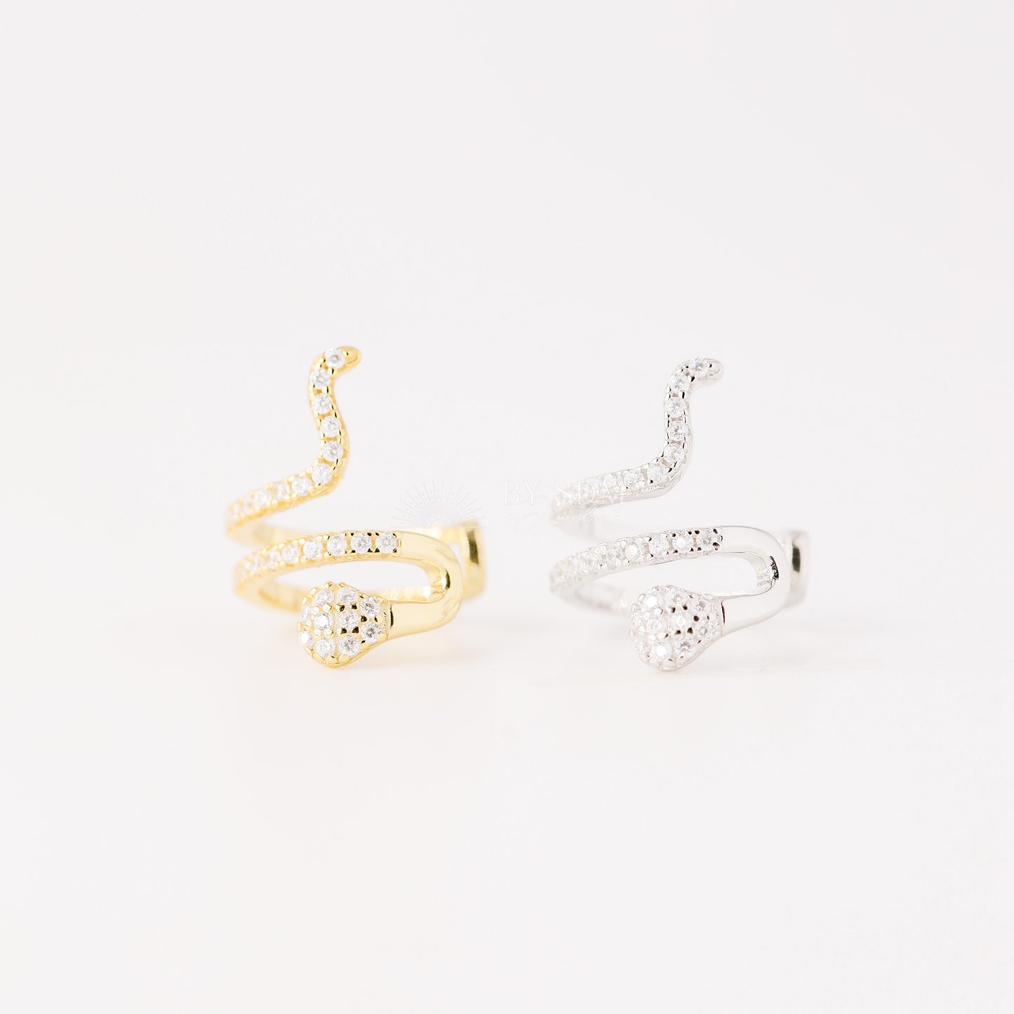 Snake Conch Ear Cuff Earring, Cz Serpent Ear Cuff, Silver, Gold, BYSDMJEWELS