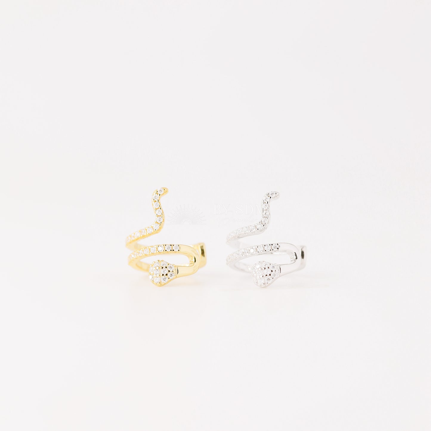 Snake Conch Ear Cuff Earring, Cz Serpent Ear Cuff, Silver, Gold, BYSDMJEWELS