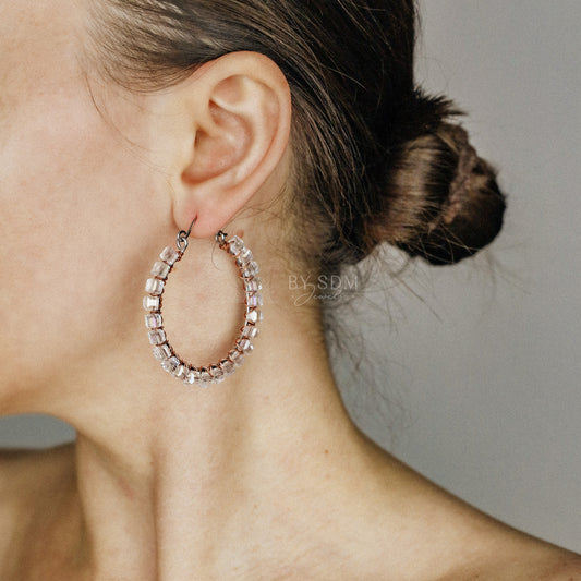 Clear Crystal Earrings • Clear Crystal Hoops • Clear Crystal Hoop Earrings • BYSDMJEWELS