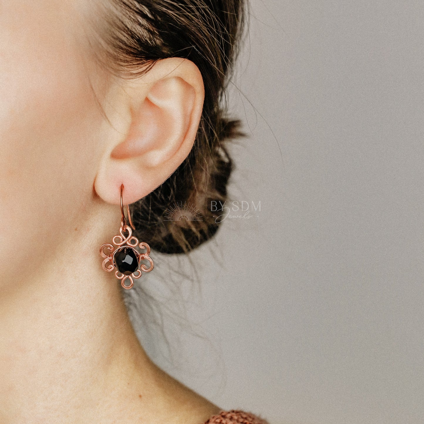 Black Onyx Knot Earrings • Handmade Earrings • Onyx Earrings • Copper Wire Wrapped Earrings • Black Stone • Gift for Her • BYSDMJEWELS