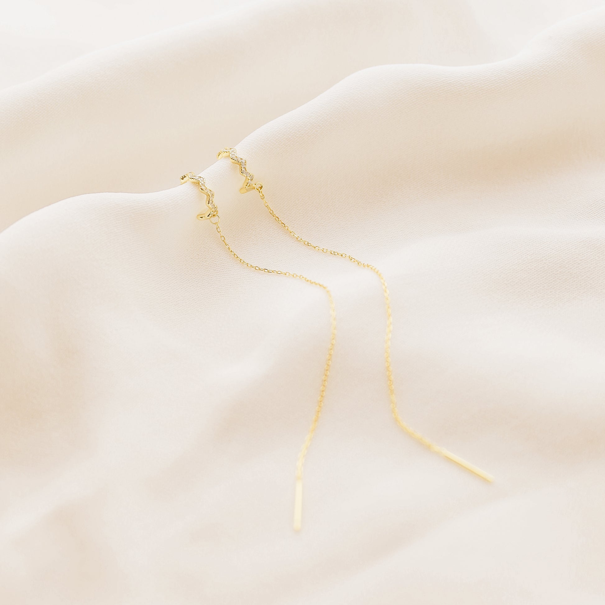CZ chain Ear Cuff • Only One Ear Lobe Piercing is Needed • Gold, Silver • BYSDMJEWELS