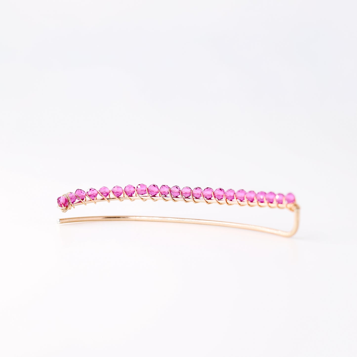 Fuchsia Beaded Ear Climber • Ear Crawler • Ear Cuff • Crystals Ear Climber • Gold Filled Ear Climber • Fuchsia Earrings • BYSDMJEWELS