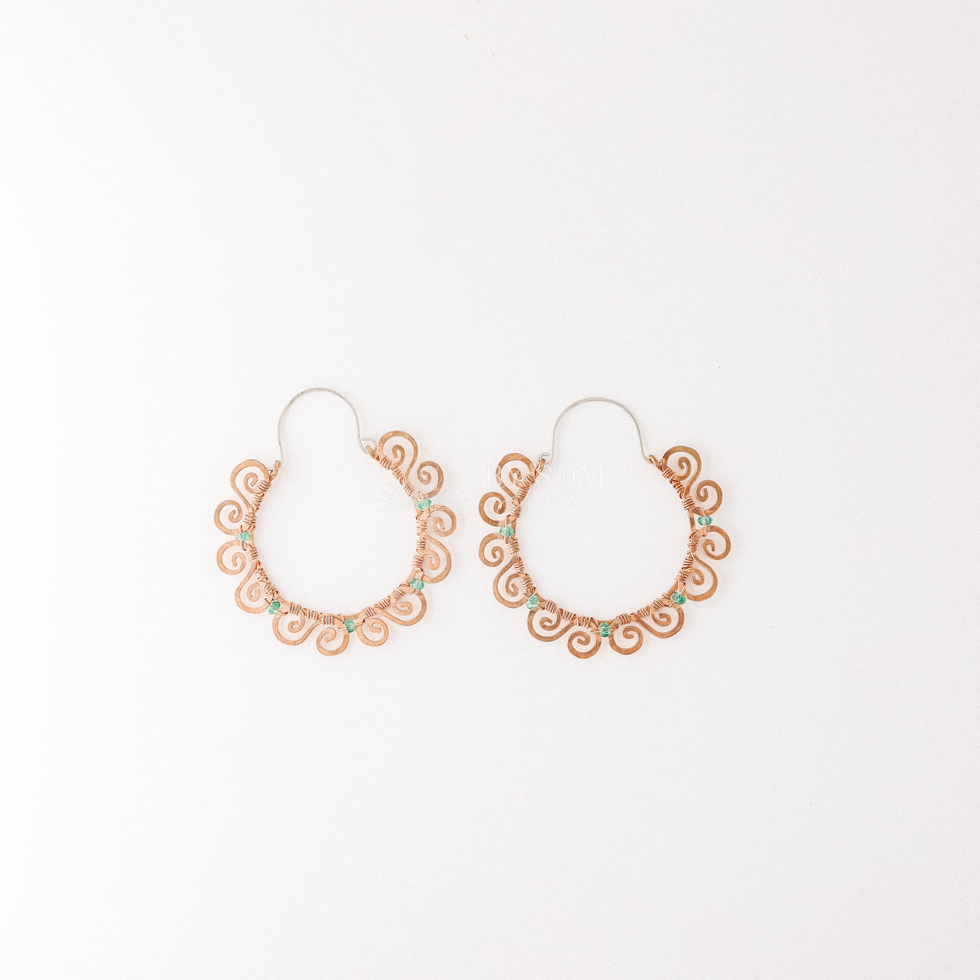 Emerald Hoop Earrings • Green Hoops • May Birthstone • Copper Hoop Earrings • Emerald Jewelry • BYSDMJEWELS