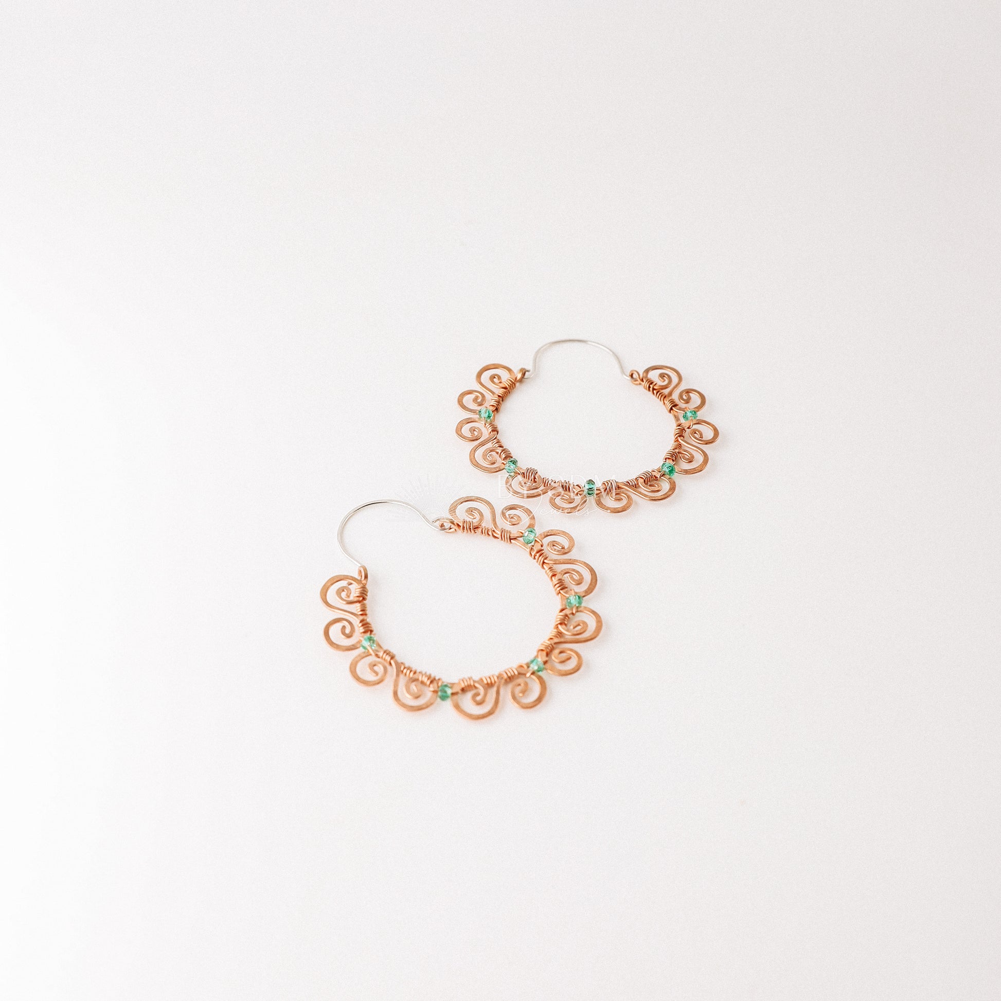 Emerald Hoop Earrings • Green Hoops • May Birthstone • Copper Hoop Earrings • Emerald Jewelry • BYSDMJEWELS