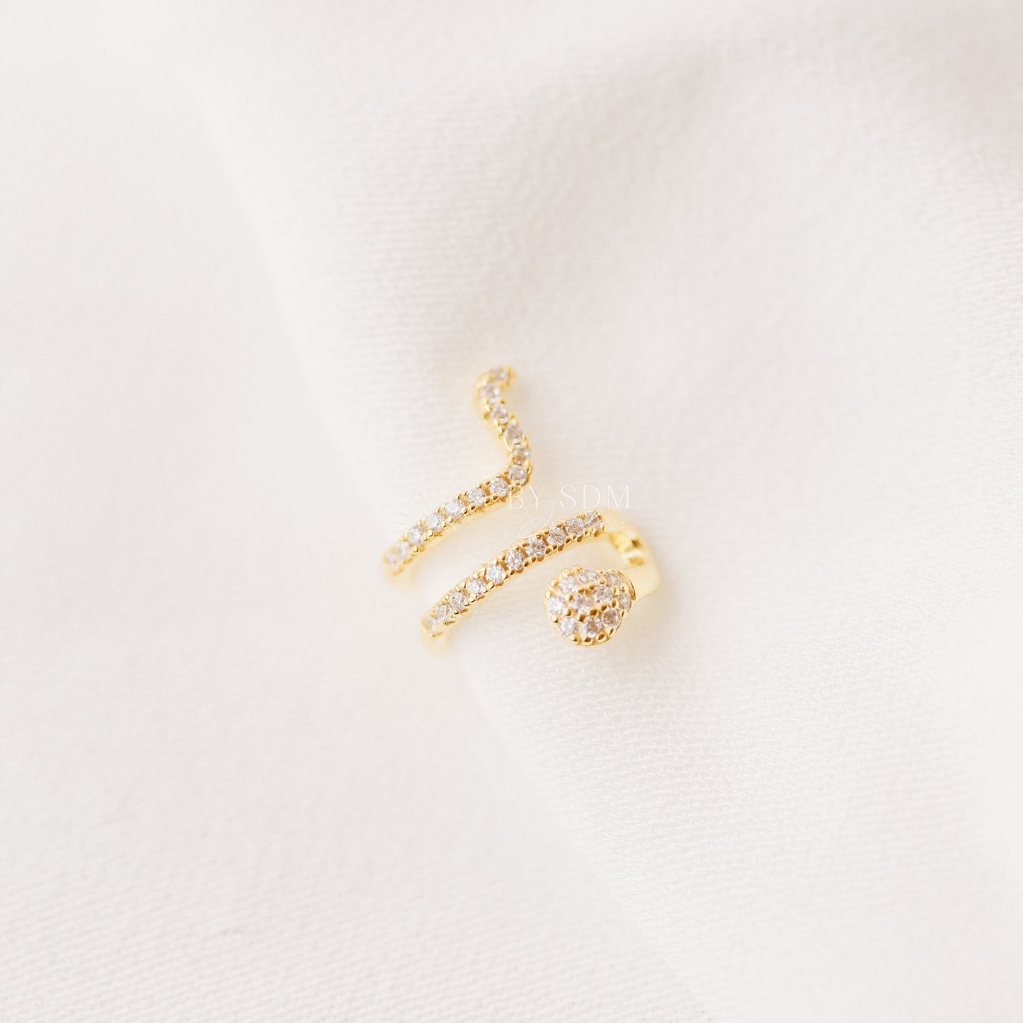 Snake Conch Ear Cuff Earring, Cz Serpent Ear Cuff, Silver, Gold, BYSDMJEWELS