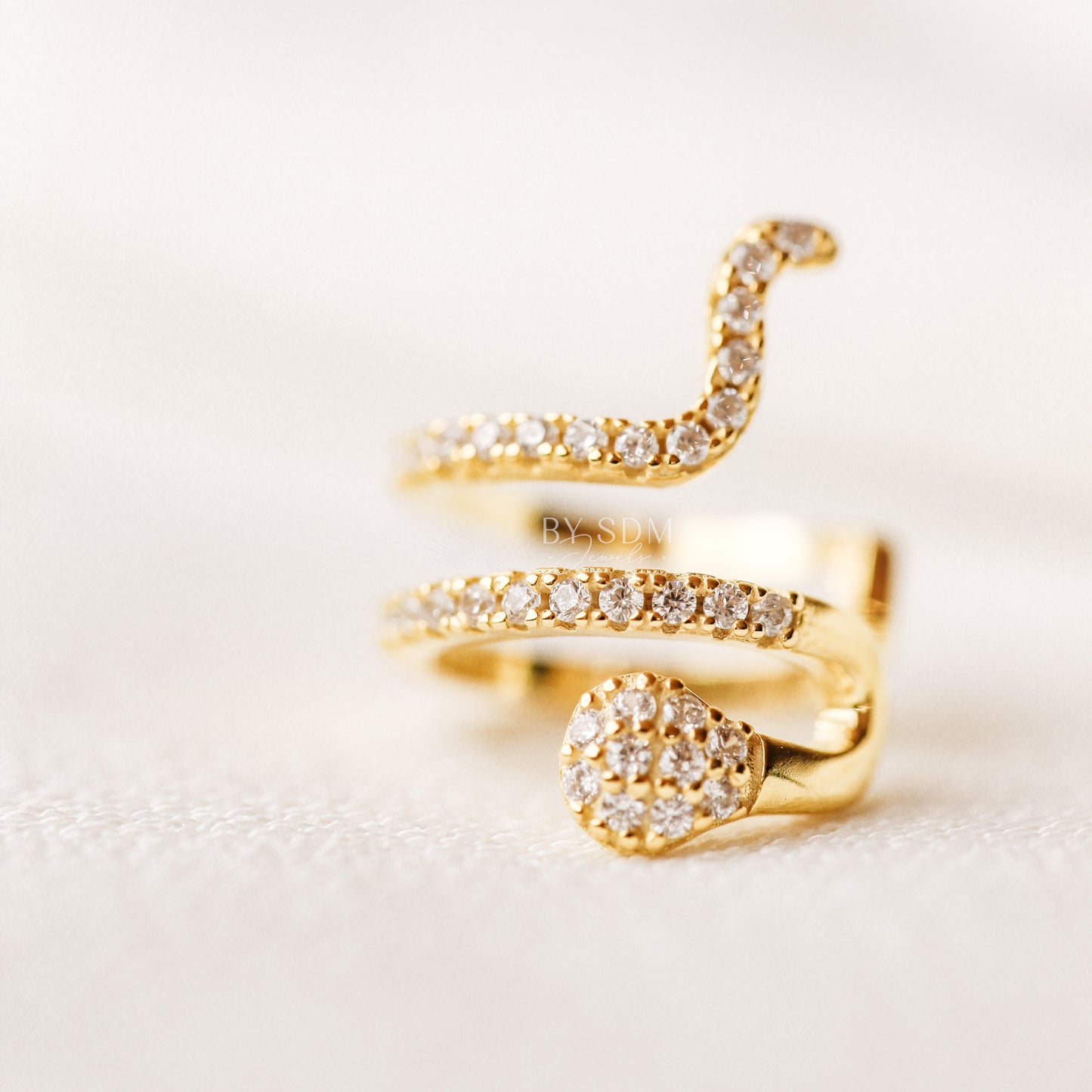 Snake Conch Ear Cuff Earring, Cz Serpent Ear Cuff, Silver, Gold, BYSDMJEWELS