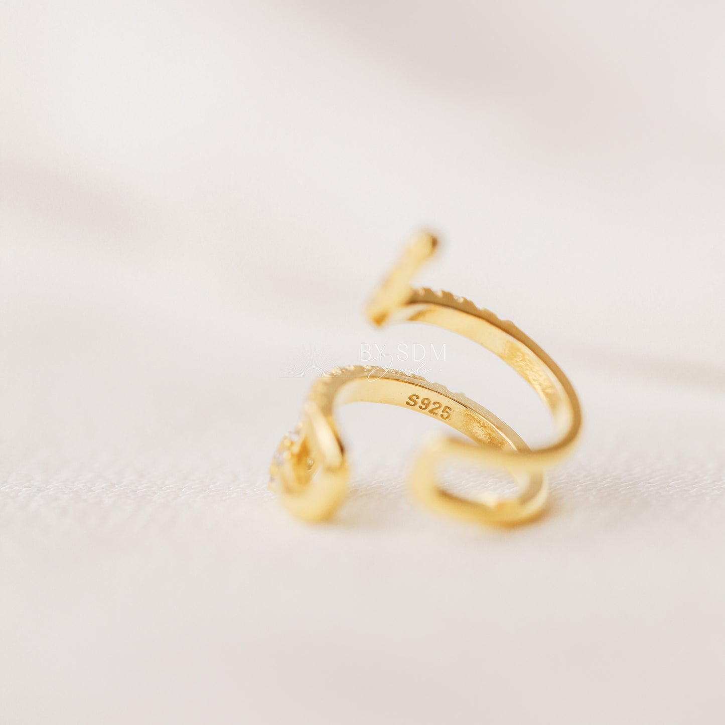 Snake Conch Ear Cuff Earring, Cz Serpent Ear Cuff, Silver, Gold, BYSDMJEWELS