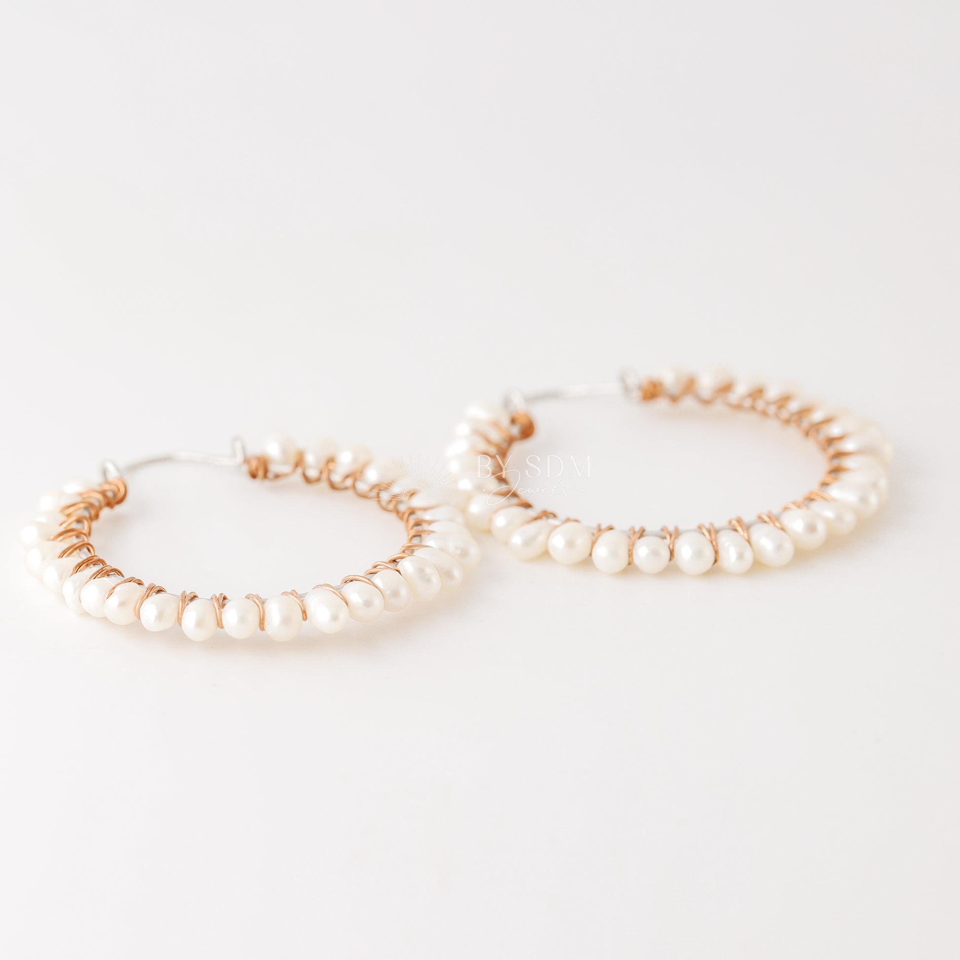 Pearl Earrings • Pearl Hoops • Pearl Hoop Earrings • BYSDMJEWELS