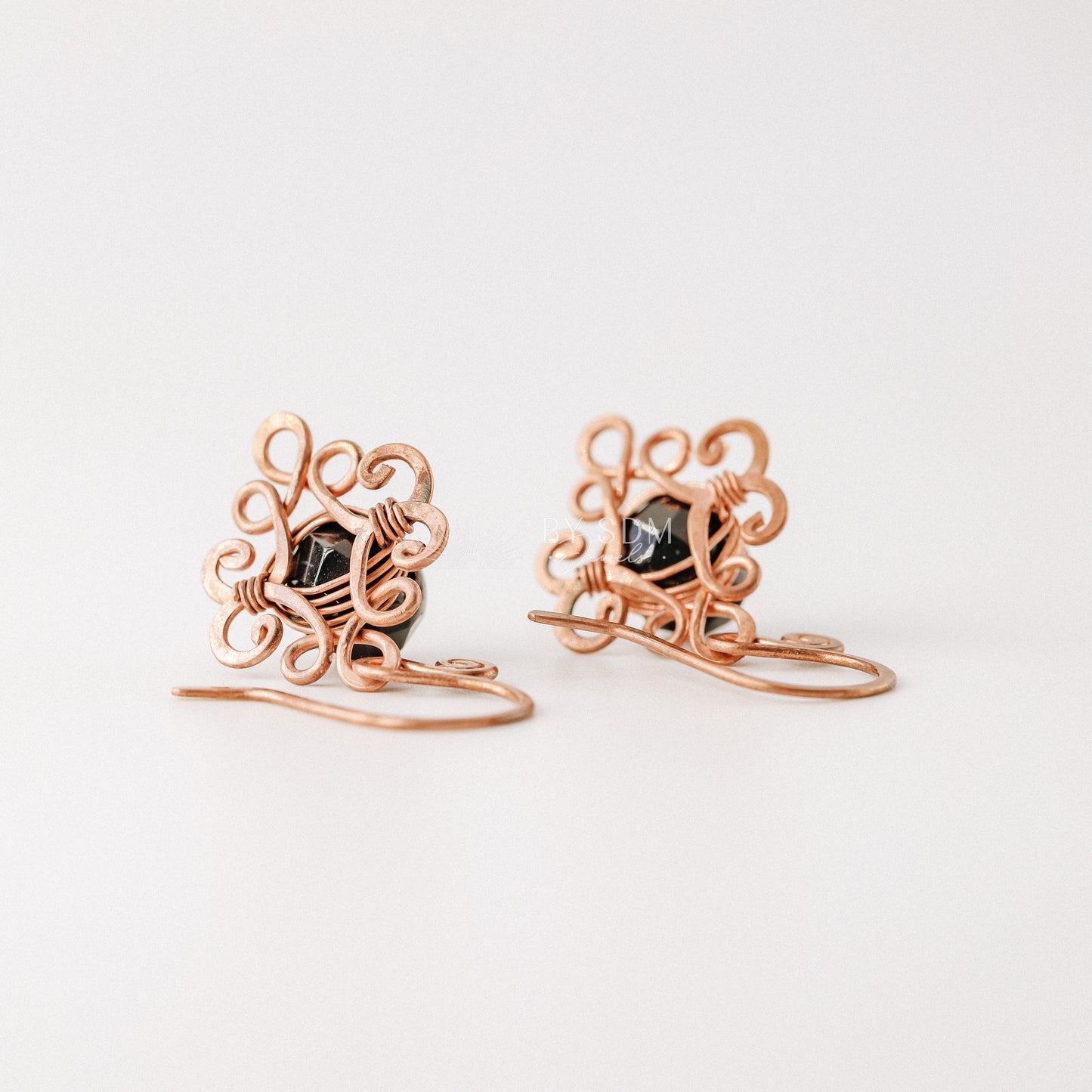 Black Onyx Knot Earrings • Handmade Earrings • Onyx Earrings • Copper Wire Wrapped Earrings • Black Stone • Gift for Her • BYSDMJEWELS