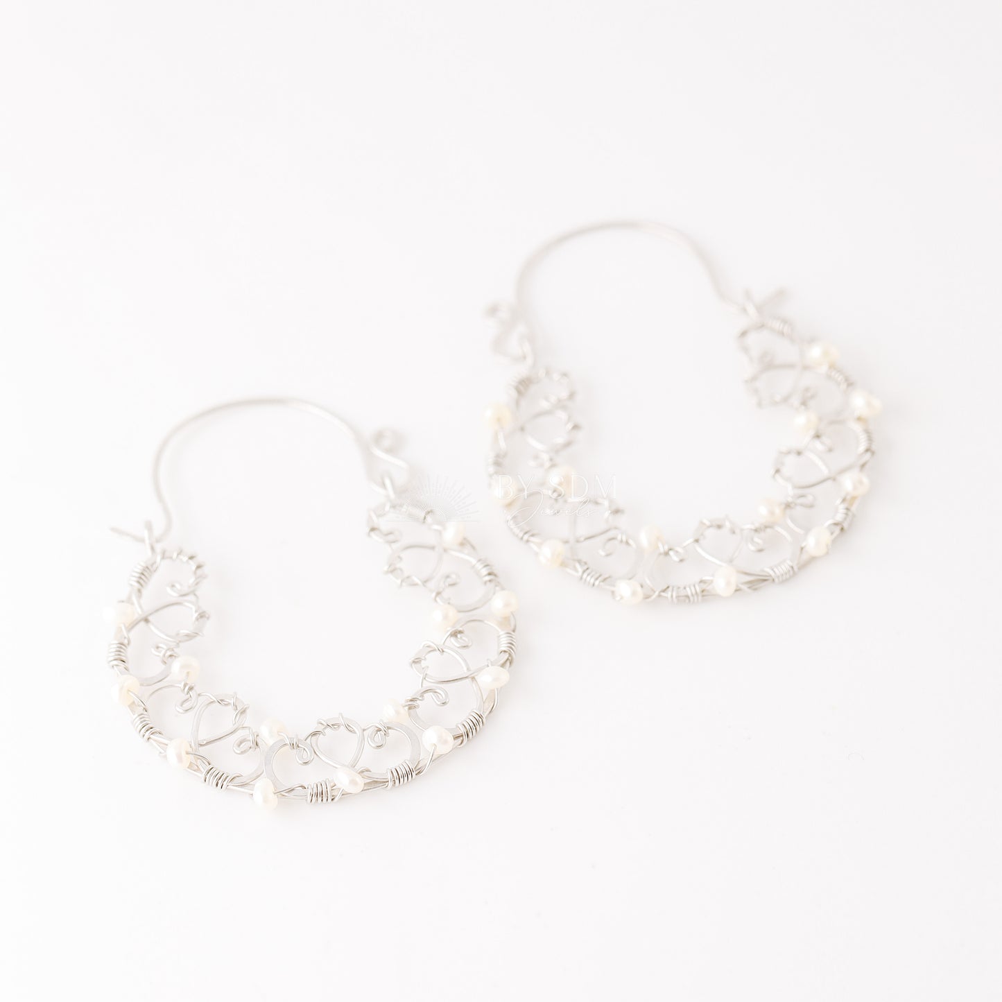 Pearl Earrings • Pearl Hoops • Pearl Hoop Earrings • BYSDMJEWELS