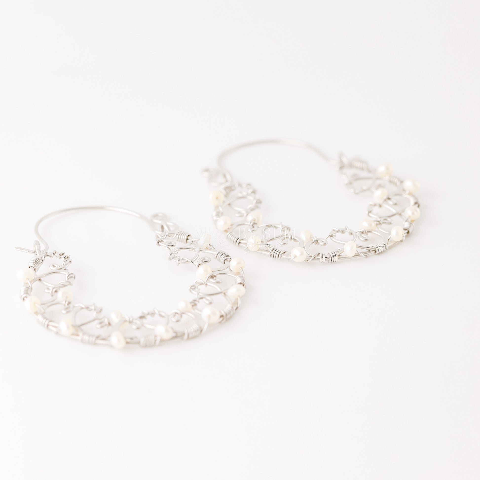 Pearl Earrings • Pearl Hoops • Pearl Hoop Earrings • BYSDMJEWELS