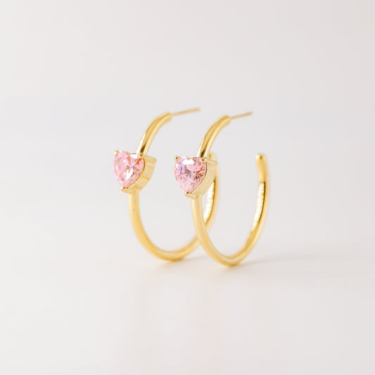 Diamond Heart Earrings • Love Heart Hoops Perfect for Stacking Earrings • Perfect Gift for Girlfriend • BYSDMJEWELS
