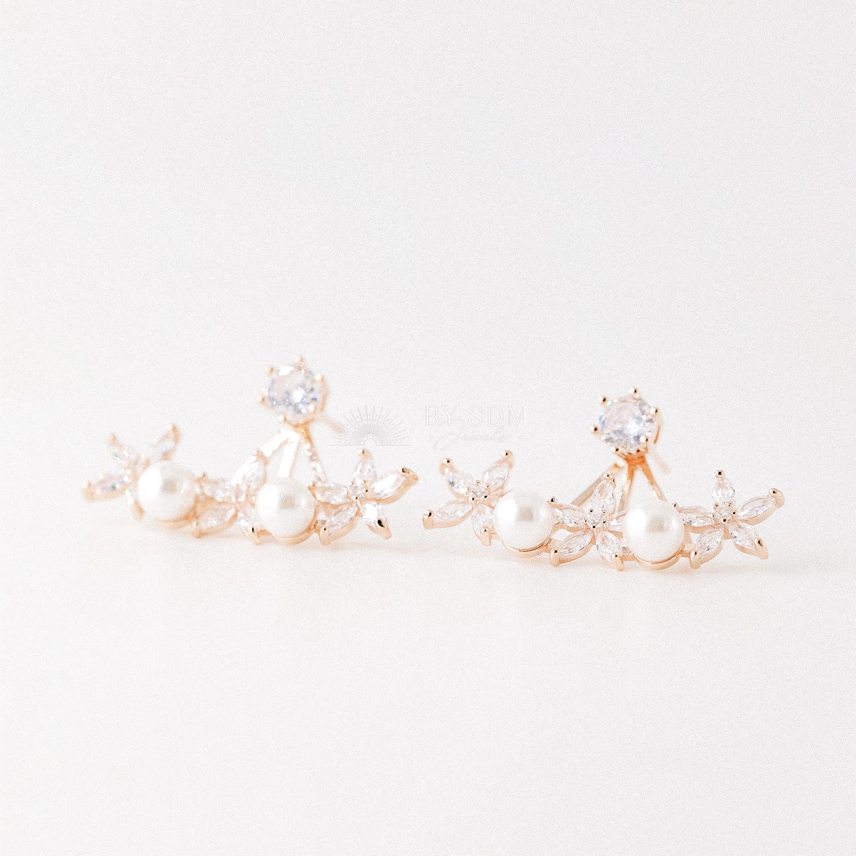 Daisy Flower Ear Jacket Front & Back Earrings • BYSDMJEWELS
