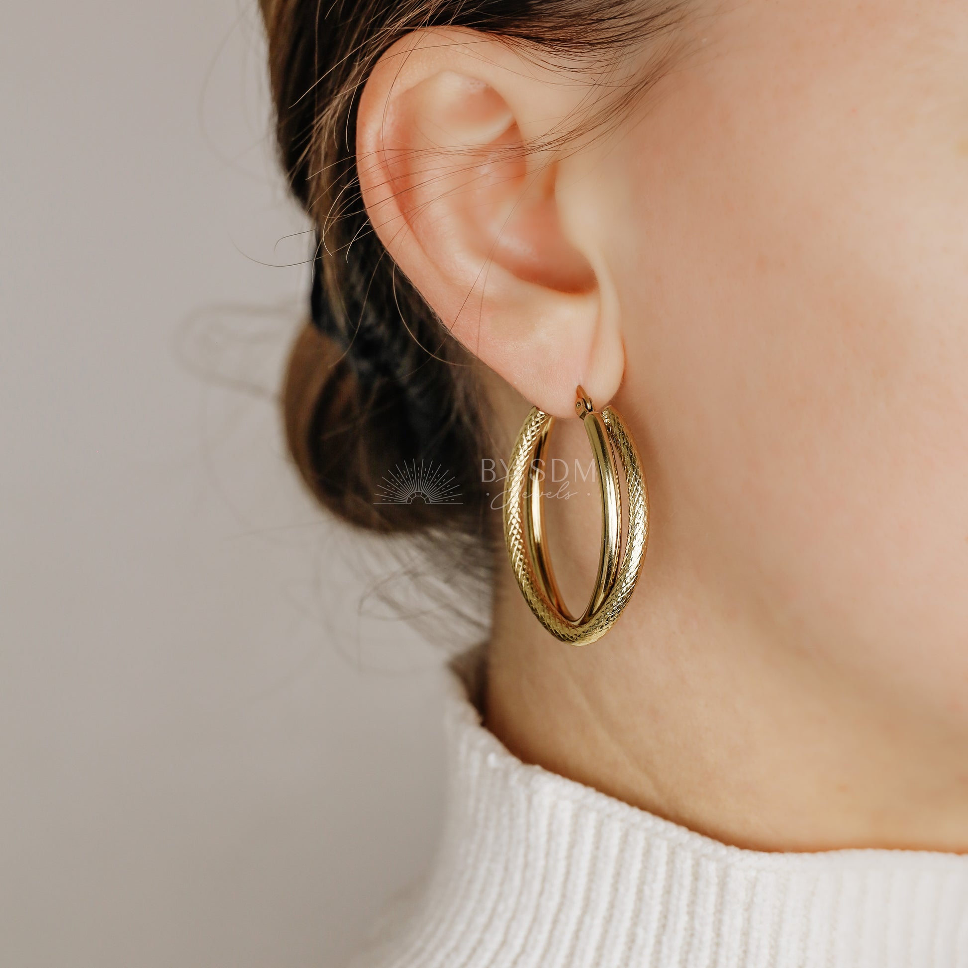 Gold Hoop Earrings • Large Big Hoop Earring • Circle Endless Huggie Hoop • Perfect Gift for Girlfriend • BYSDMJEWELS