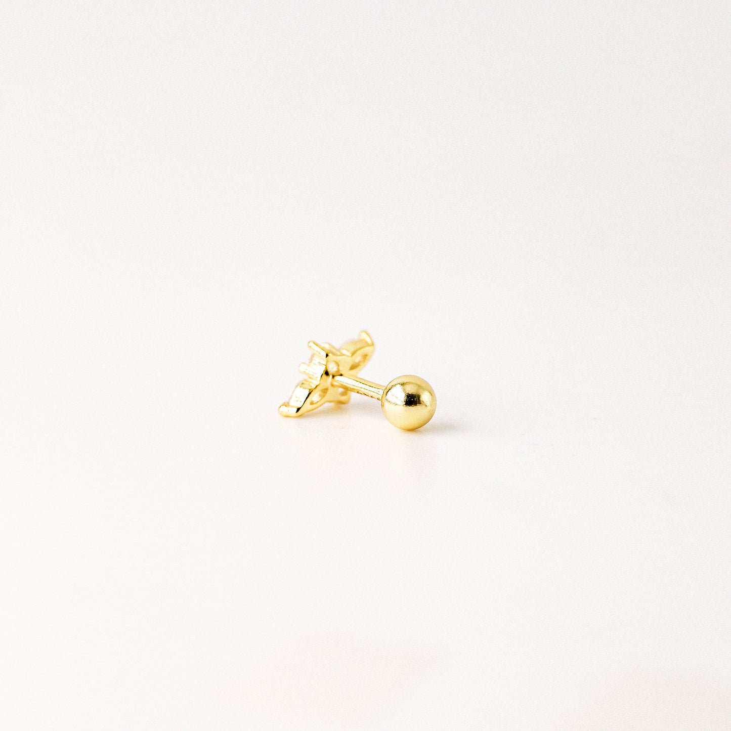 Dainty Gold Tiny Flower Earrings, Four Petals Flower Stud, Tiny Sparkly CZ Studs, Cartilage Earrings, Minimalist Earrings, Piercing Earrings