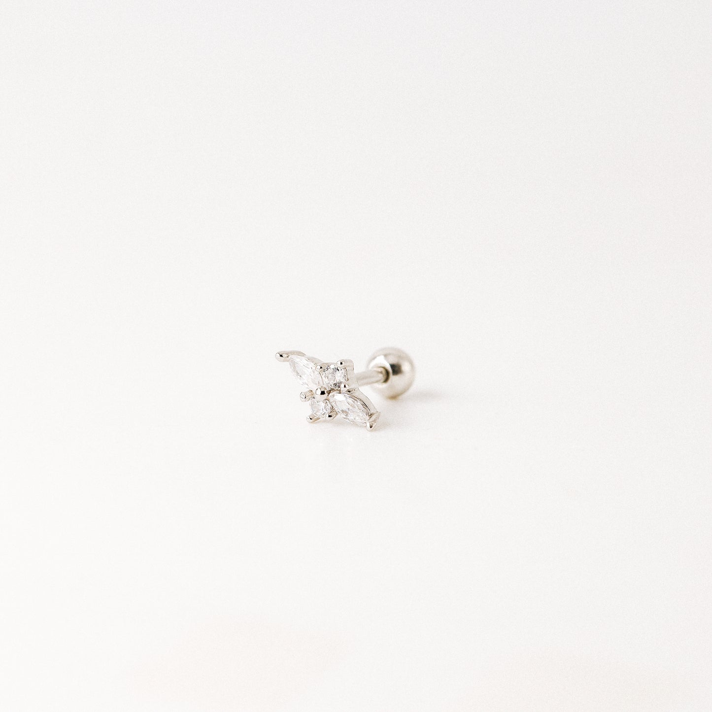 Dainty Gold Tiny Flower Earrings, Four Petals Flower Stud, Tiny Sparkly CZ Studs, Cartilage Earrings, Minimalist Earrings, Piercing Earrings